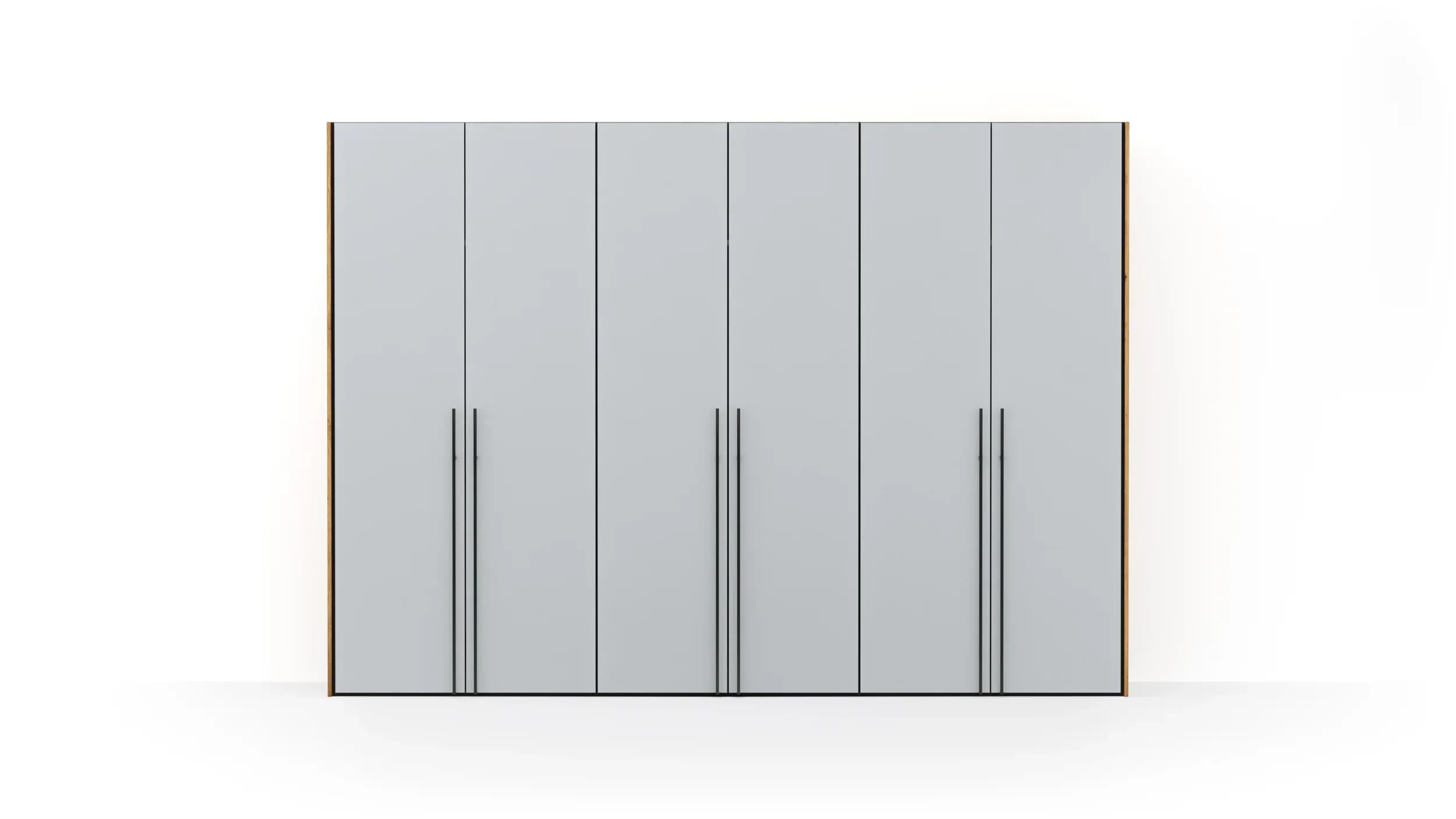 Drehtürenschrank Colorado - B ca. 307 cm, Glas, Hellgrau matt