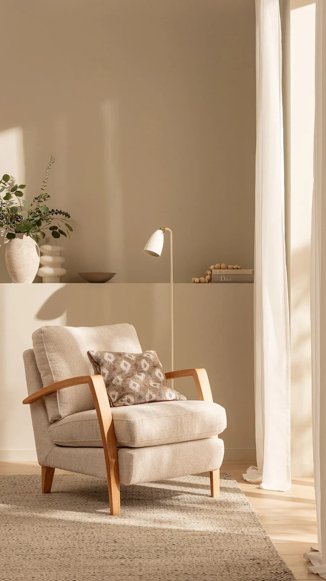 Sessel Karasu - Chic, Stoff, Creme