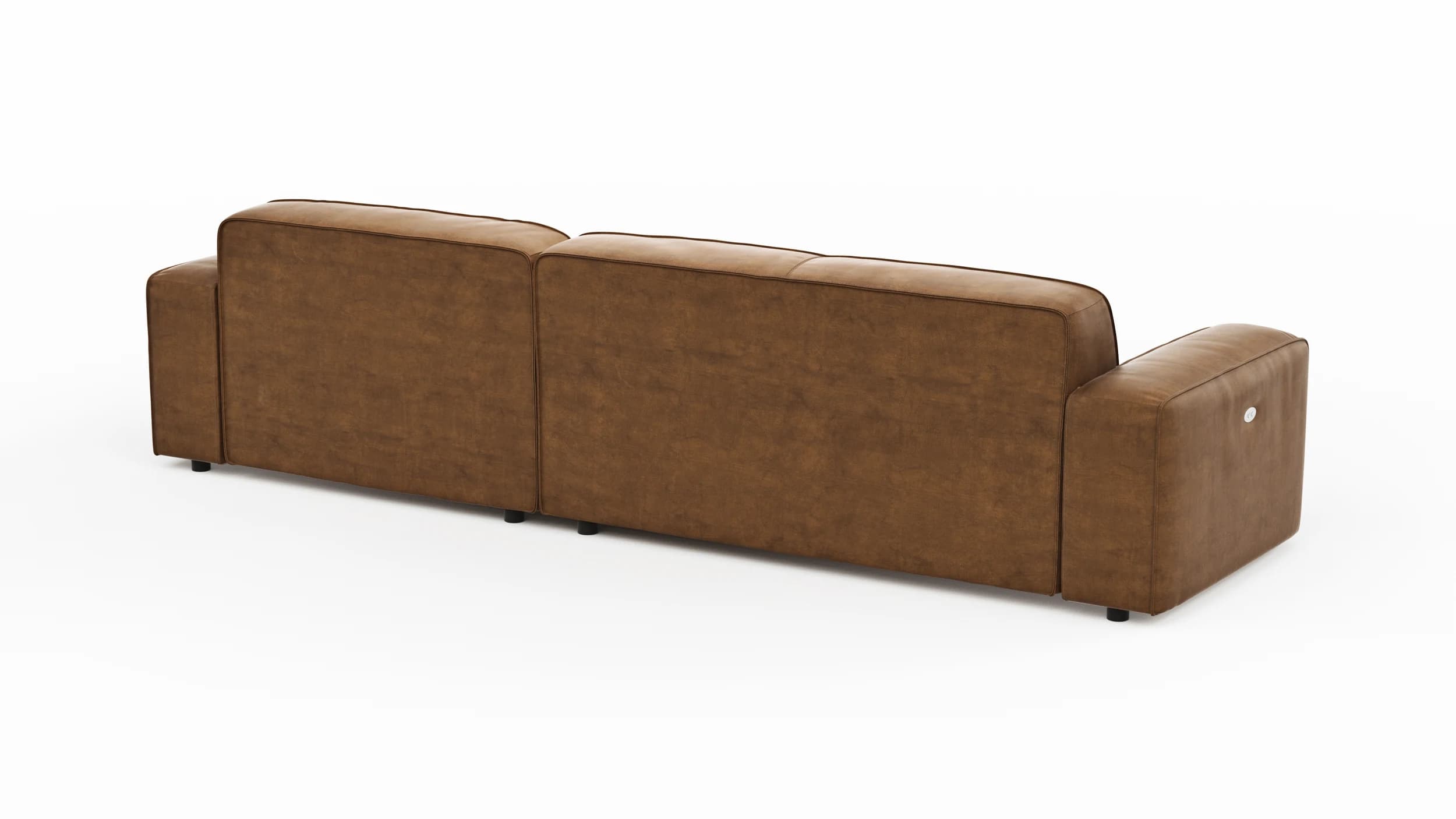 Ecksofa Denver - 2,5-Sitzer mit Longchair rechts, inkl. Sitzvorzug (motorisch), Stoff, Braun