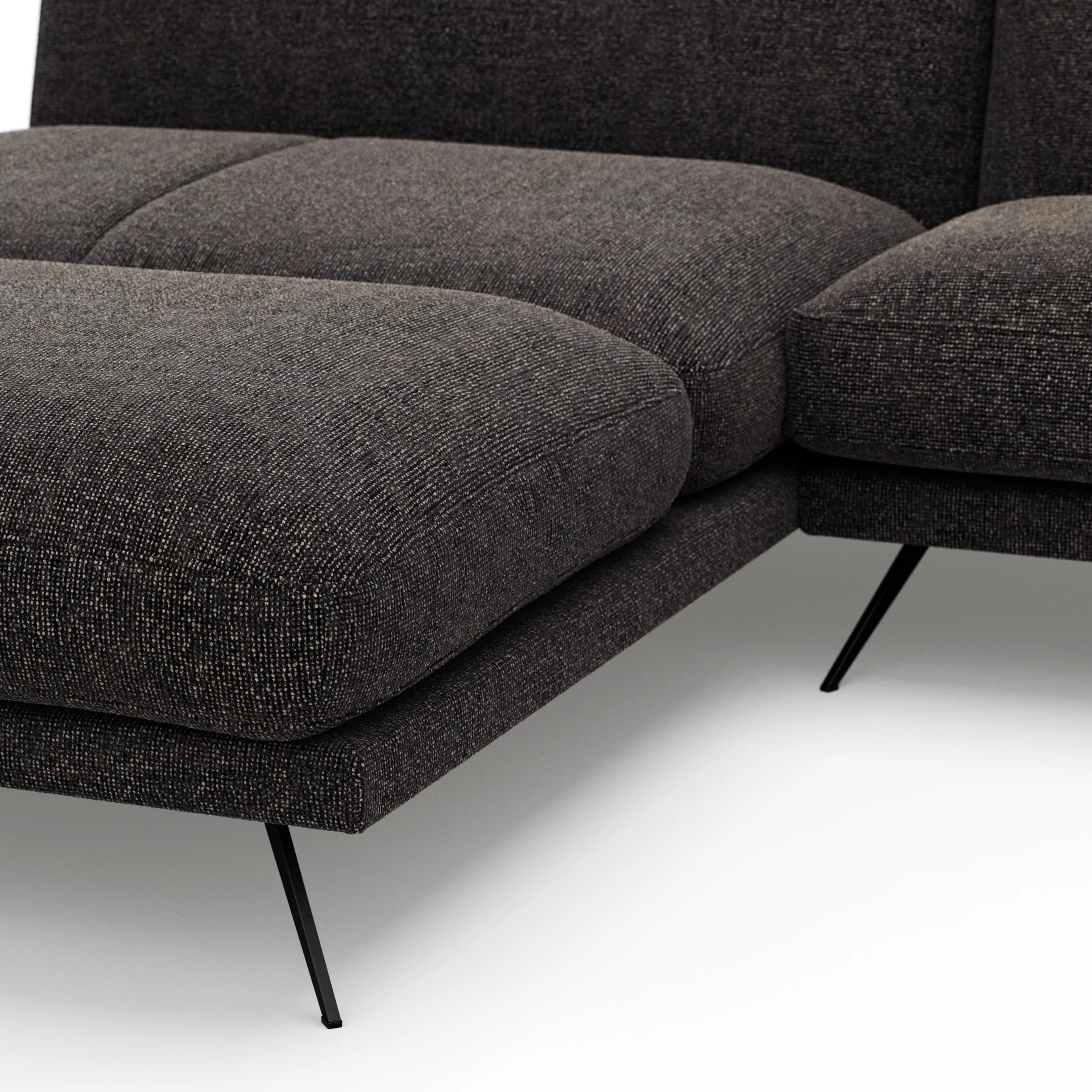 Ecksofa Valdemoro - Longchair mit 2,5-Sitzer rechts inkl. Rückenlehne verstellbar, Stoff, Anthrazit