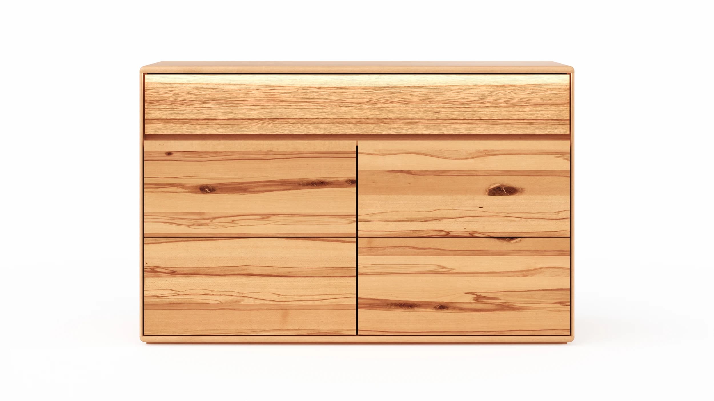 Sideboard Hillsboro - inkl. Beleuchtung, Buche/Kernbuche natur, geölt