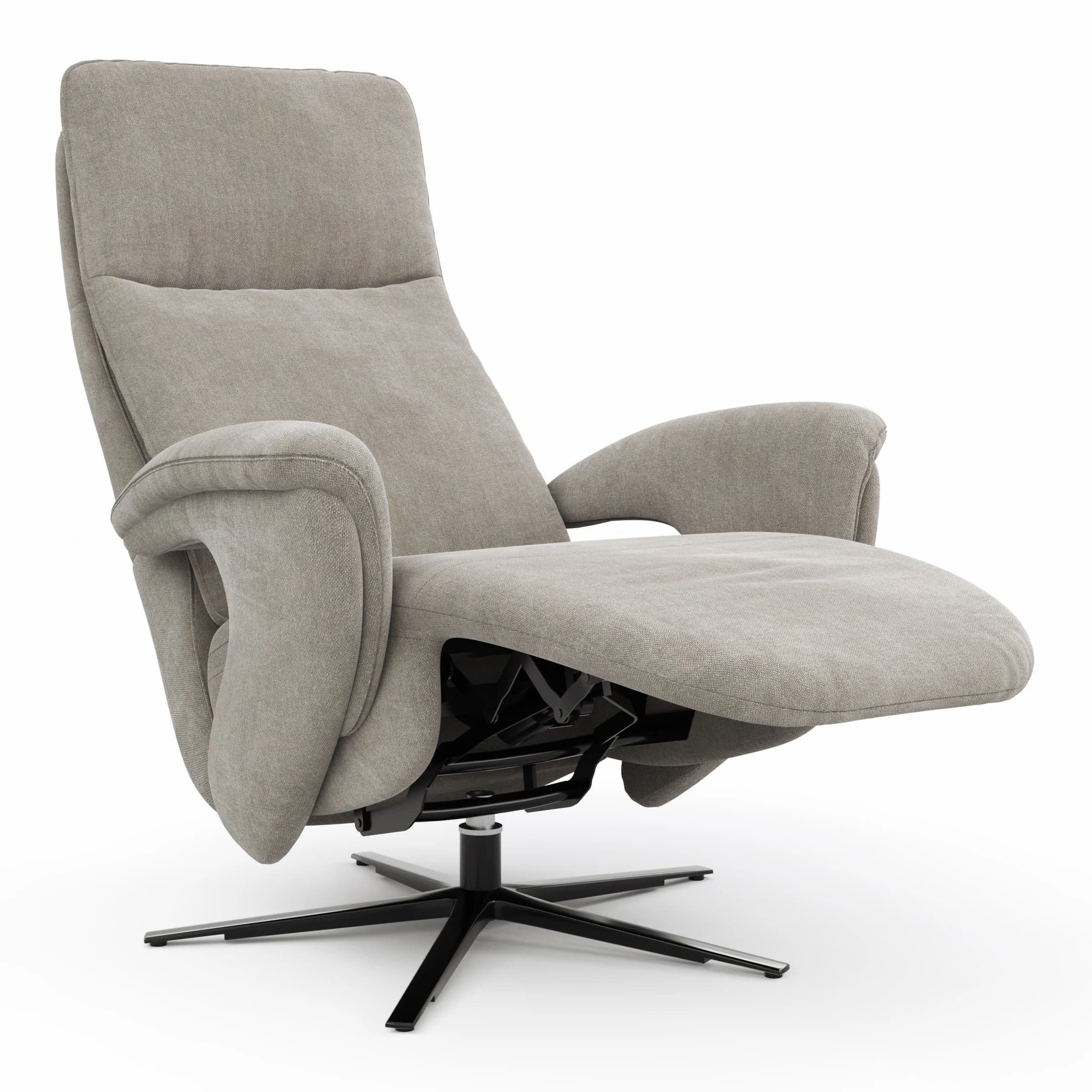 Sessel Tulsa Relax - Größe L, inkl. Maxirücken und Kopf-/Fußteil/Rückenlehne verstellbar, Stoff, Graubeige