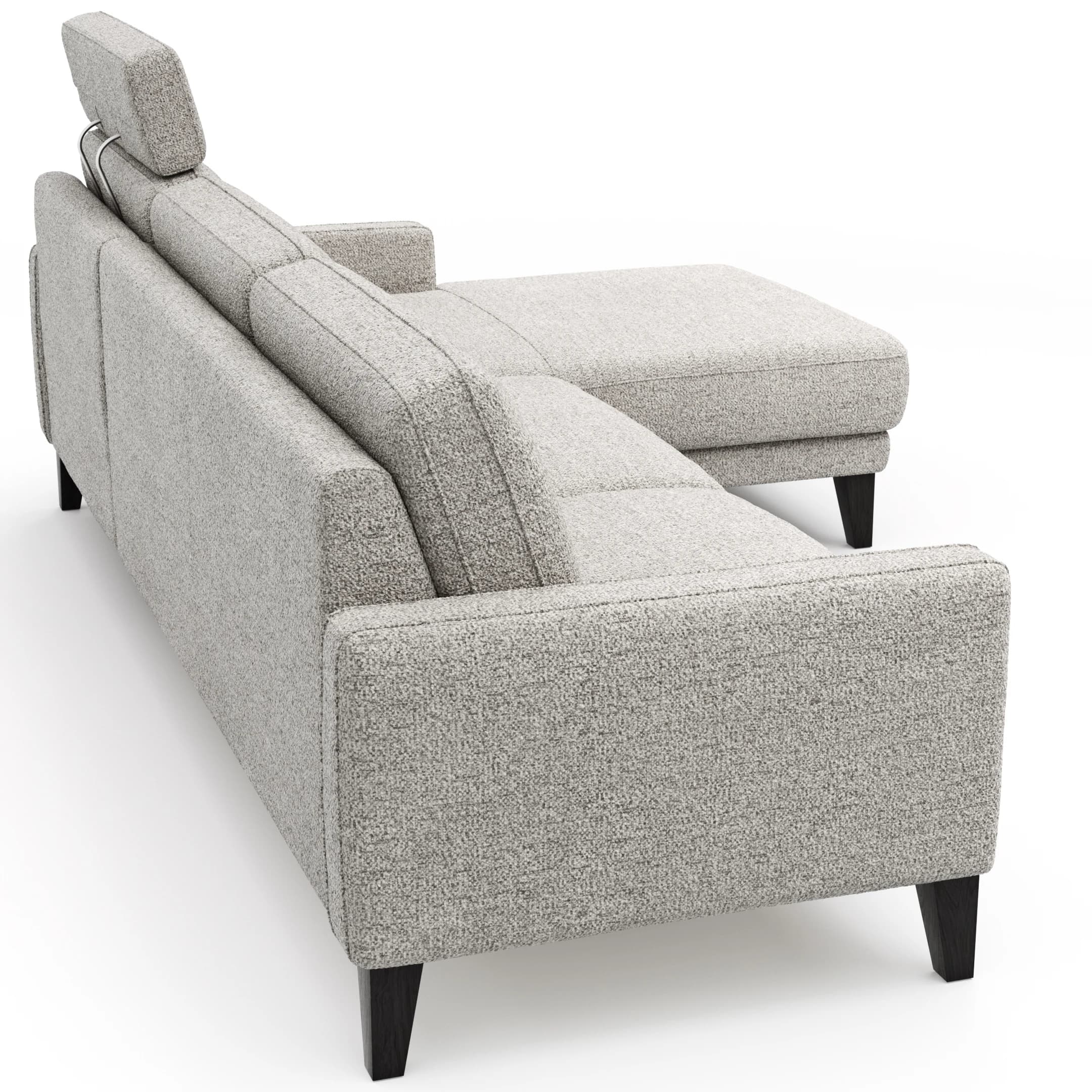 Ecksofa Matero - 2,5-Sitzer mit Longchair rechts inkl. Relaxfunktion motorisch, Stoff, Hellgrau