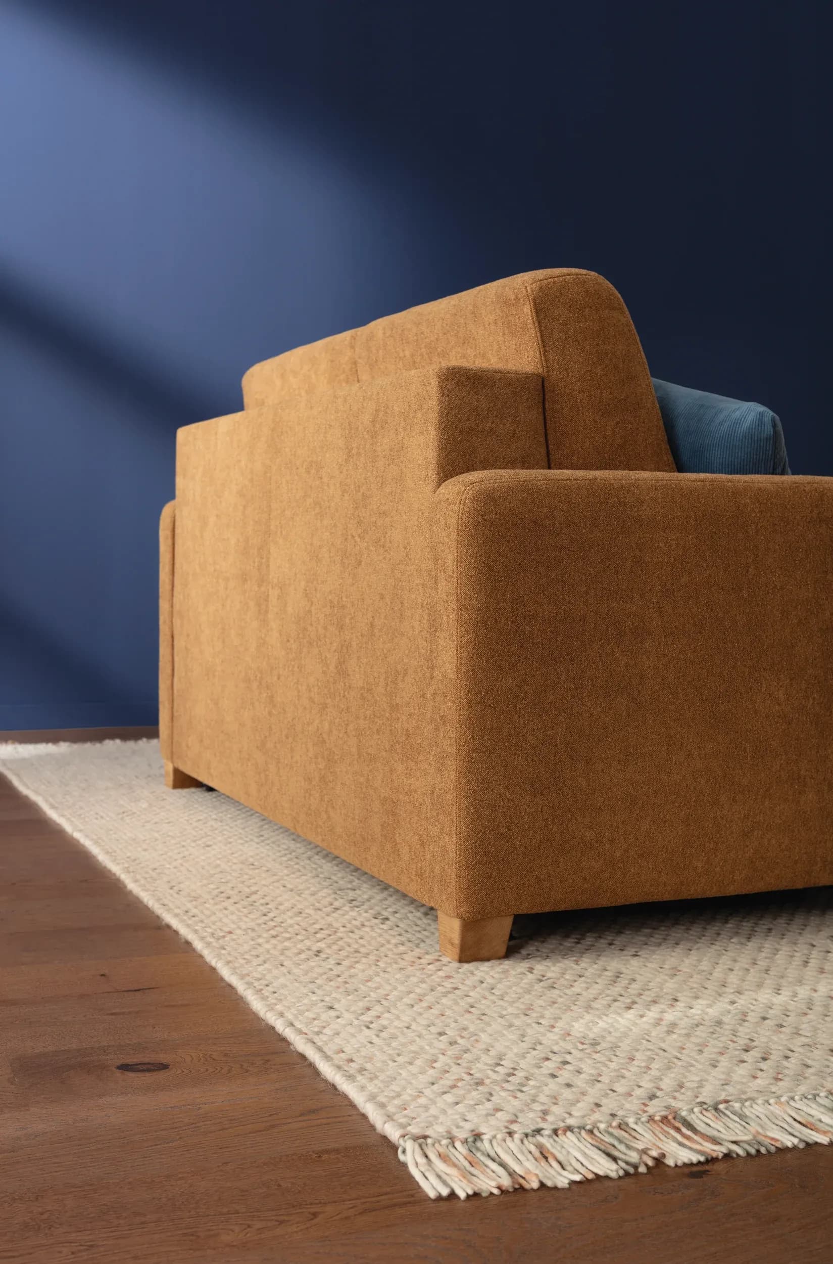 Sofa Lakeville 1 - inkl. Schlaffunktion, Gestell schwarz, Stoff, Senfgelb