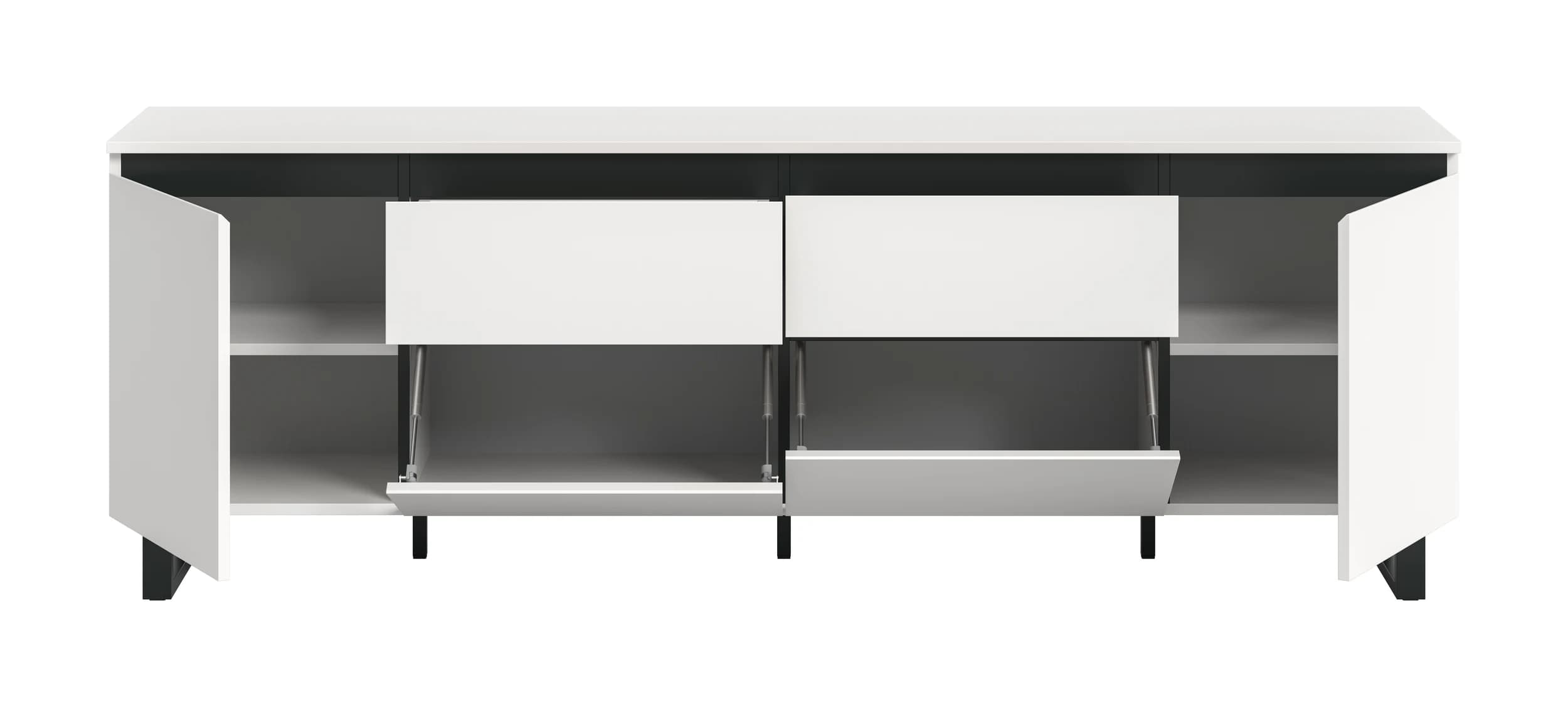 Lowboard - B ca. 188 cm, Weiß, Schwarz