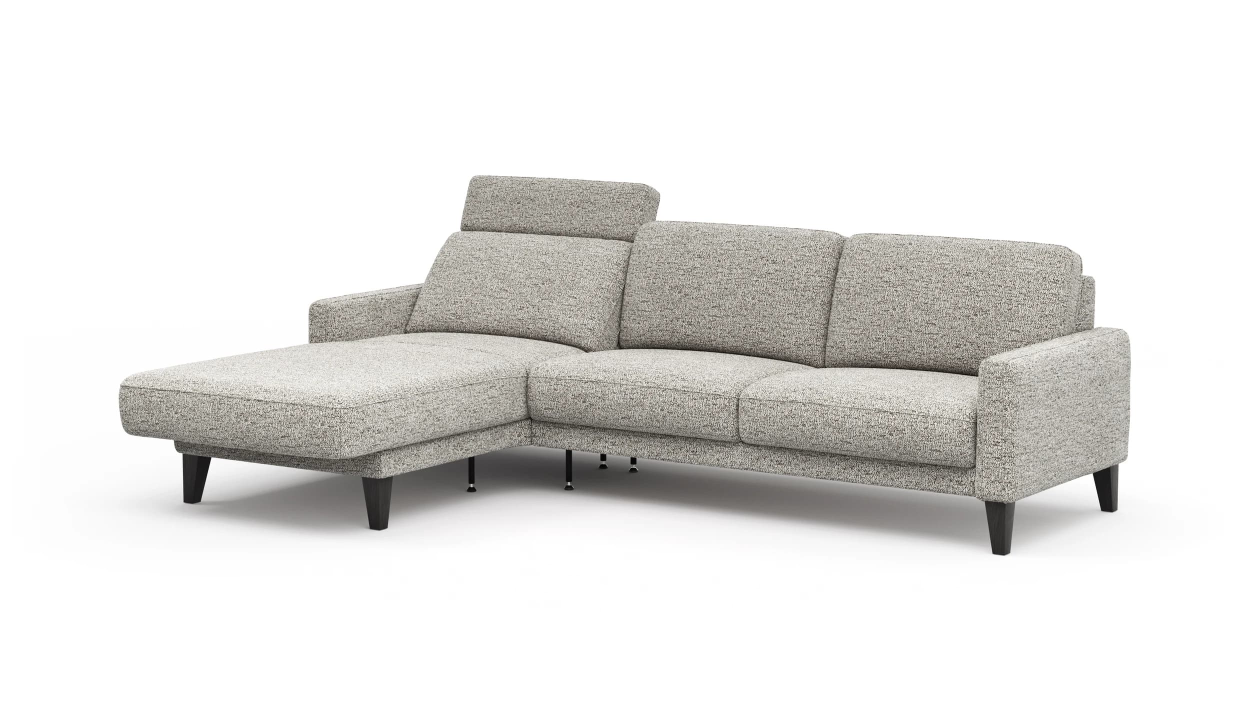 Ecksofa Matero - Longchair + 2,5-Sitzer rechts inkl. Relaxfunktion motorisch, Stoff, Graubeige
