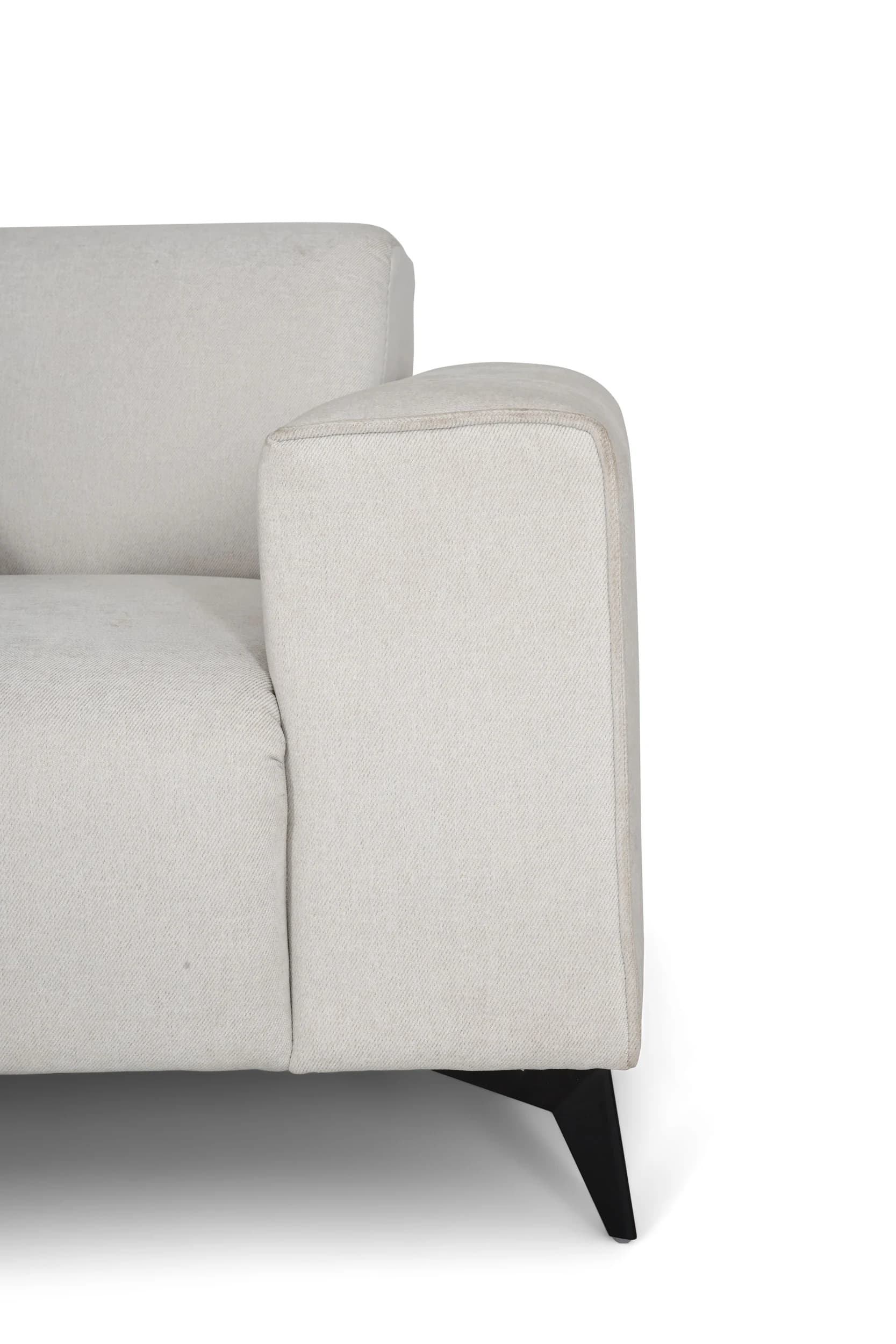 Ecksofa - Longchair links mit 3-Sitzer, Stoff, Natur