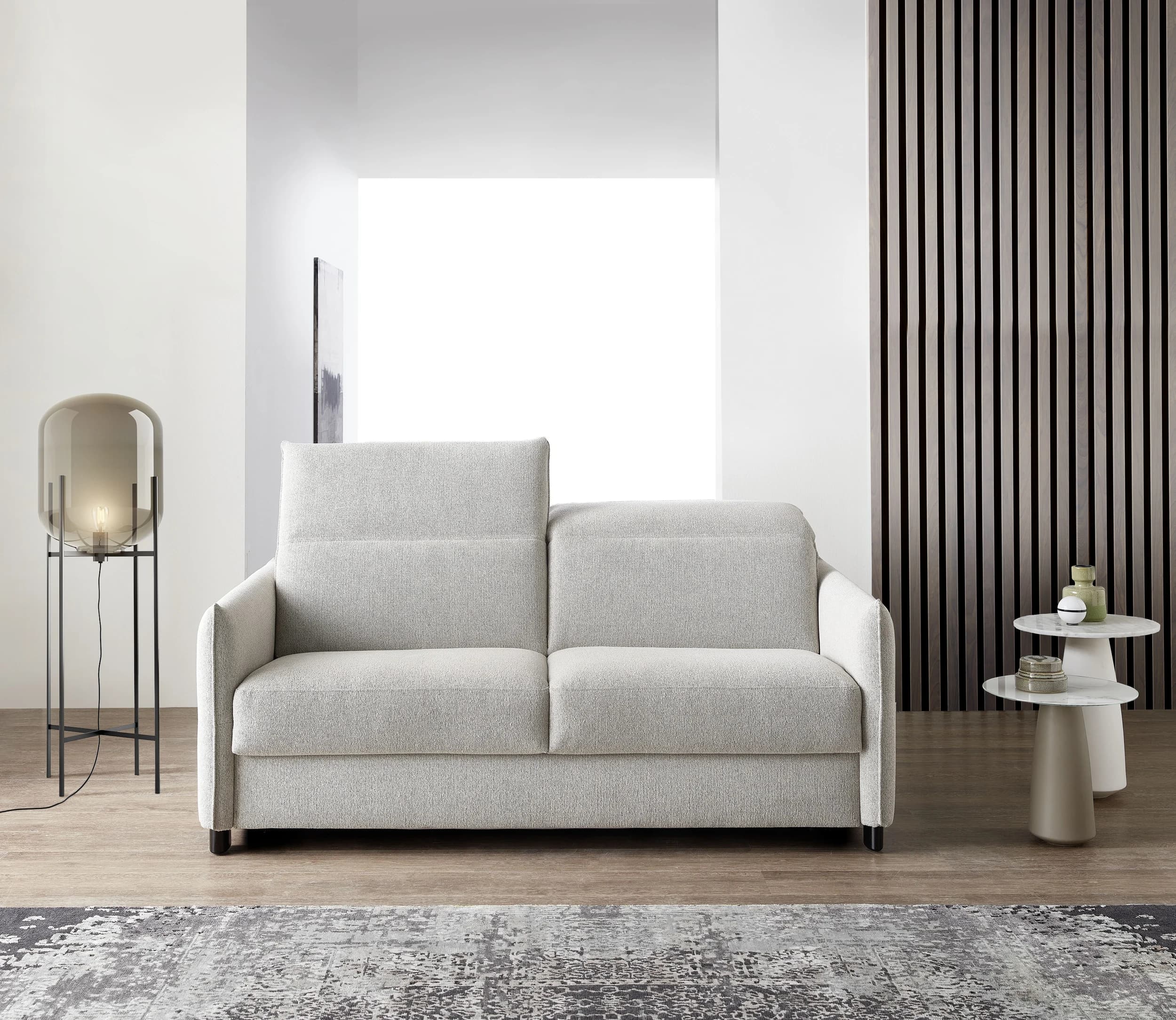 Schlafsofa - LF.ca. 140x208 cm, Flachgewebe, Hellgrau