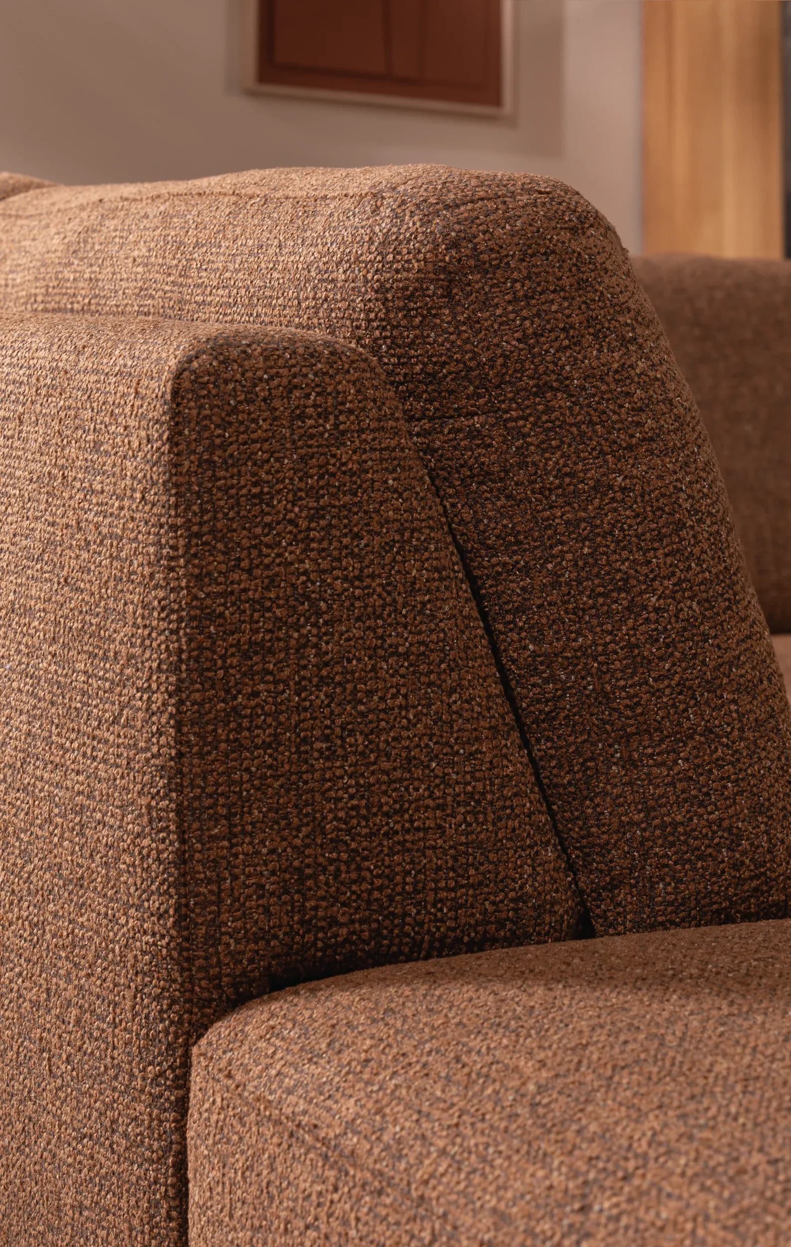 Ecksofa Rockport A - Ecke links mit 2,5-Sitzer, inkl. Relaxfunktion (motorisch), Sitzauszug (motorisch) und Armlehne klappbar, Stoff, Caramel