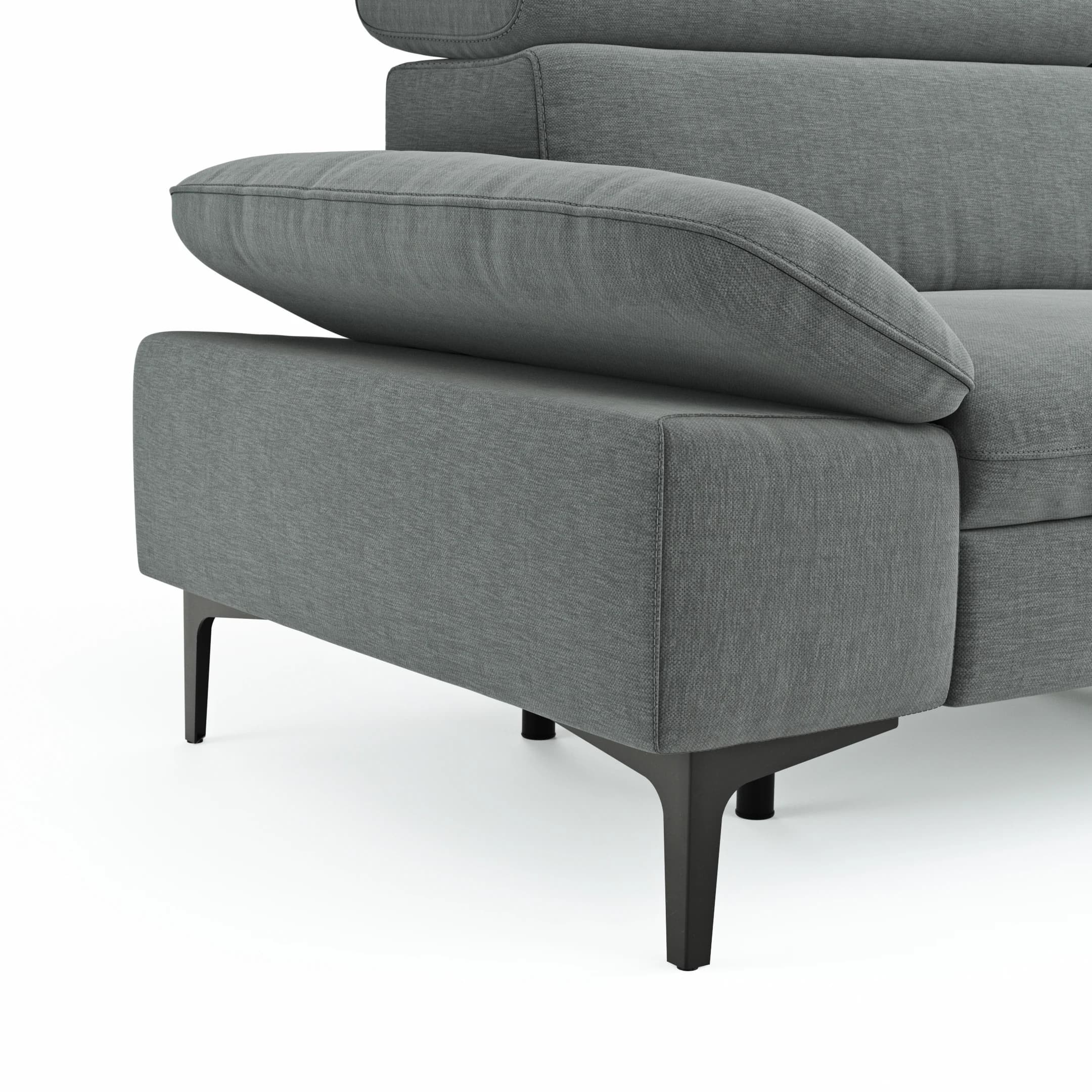Ecksofa Felipa - 2,5-Sitzer mit Ecke rechts inkl. Armlehne verstellbar und Rückenlehne/Sitztiefe verstellbar (motorisch), Stoff, Grau