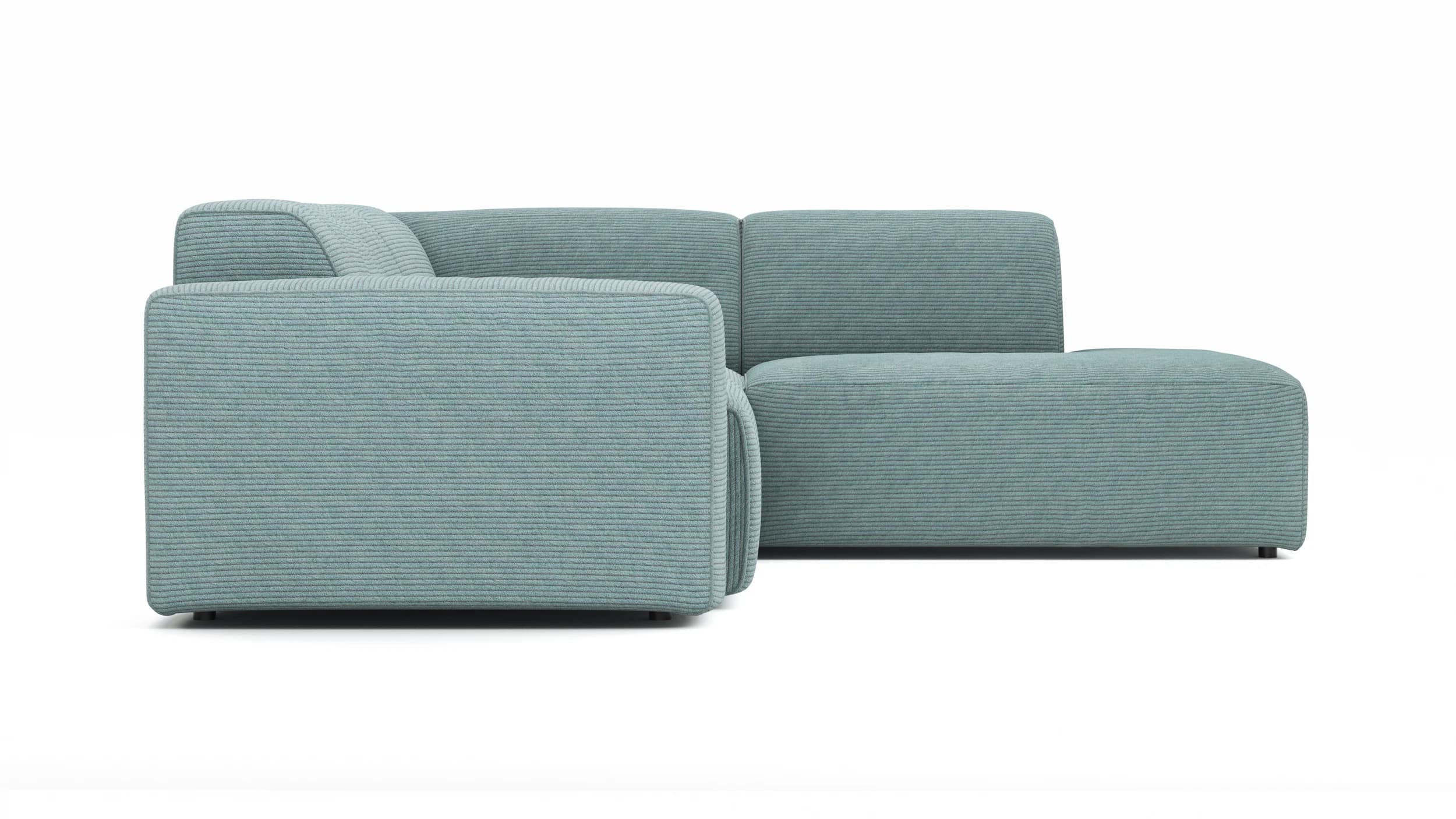 Ecksofa Elementos - 1,5-Sitzer links mit Ecke rechts, Stoff, Seablue