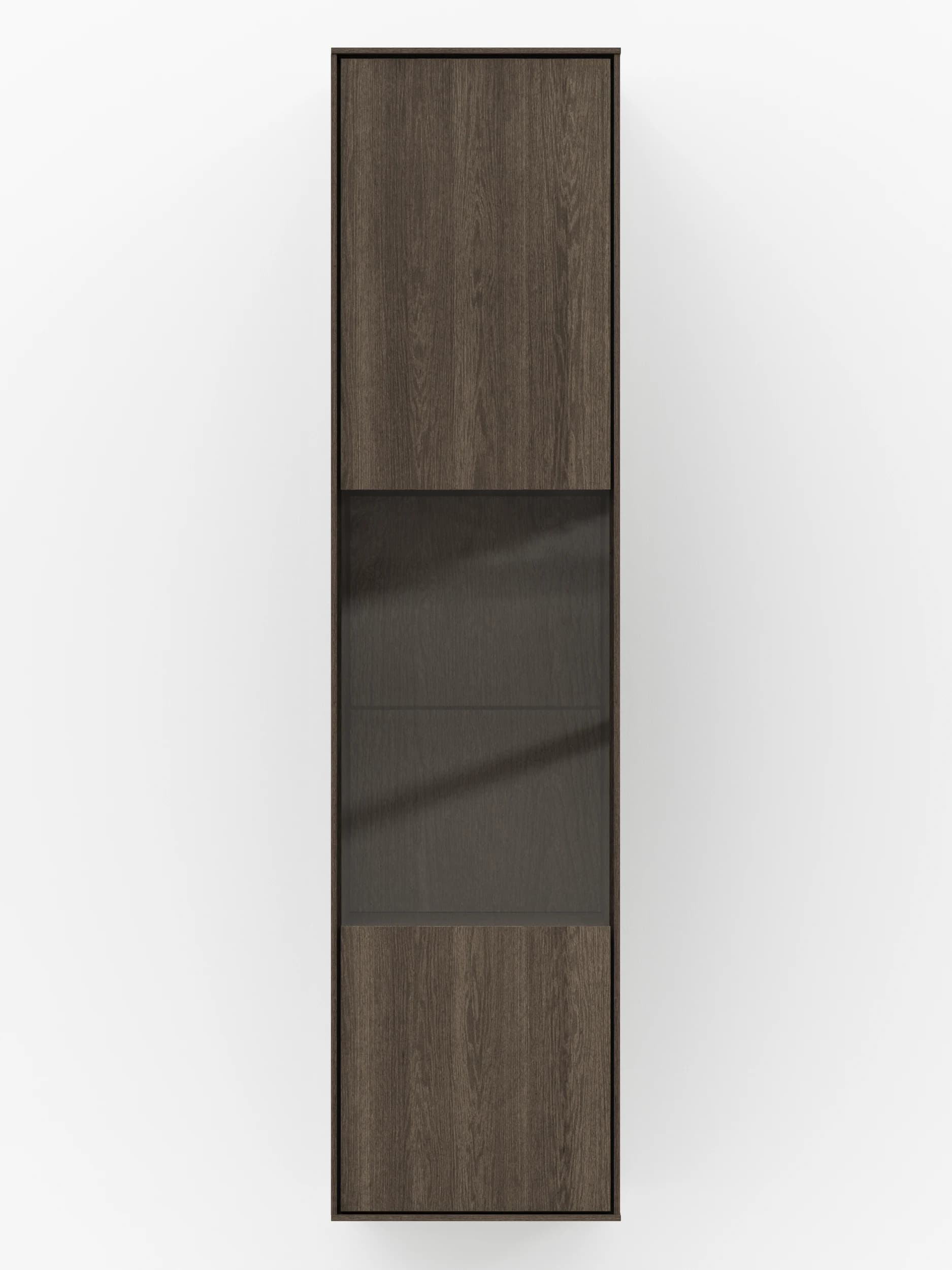 Hängevitrine Saratoga - Anschlag Rechts, Buche massiv, silbergrau geölt