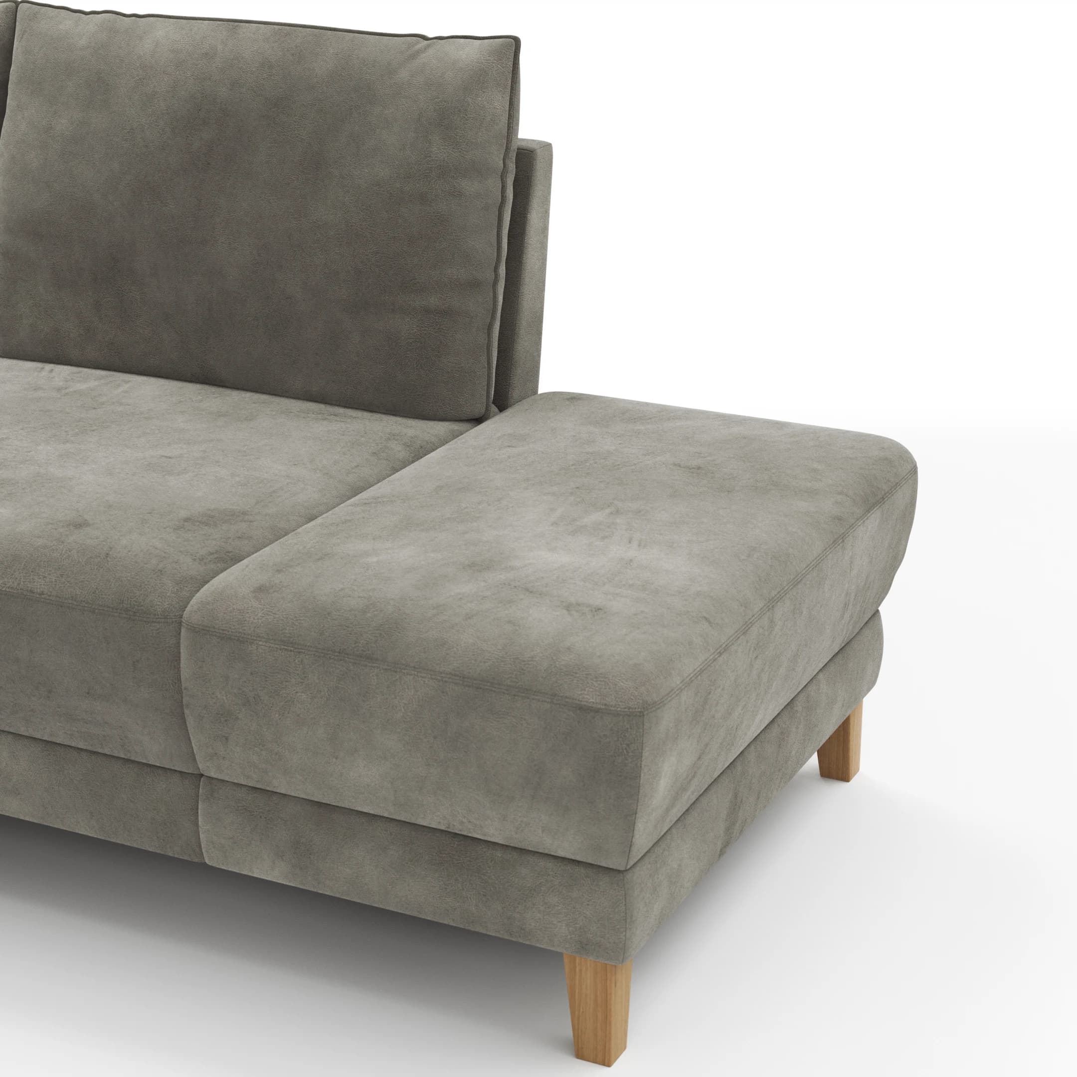Sofa Stamford - inkl. Armlehne verstellbar und Kopfstütze, 3,5-Sitzer, Bogen links mit Ecksofa 2-sitzig und Abschlusshocker Rechts, Stoff, Anthrazit