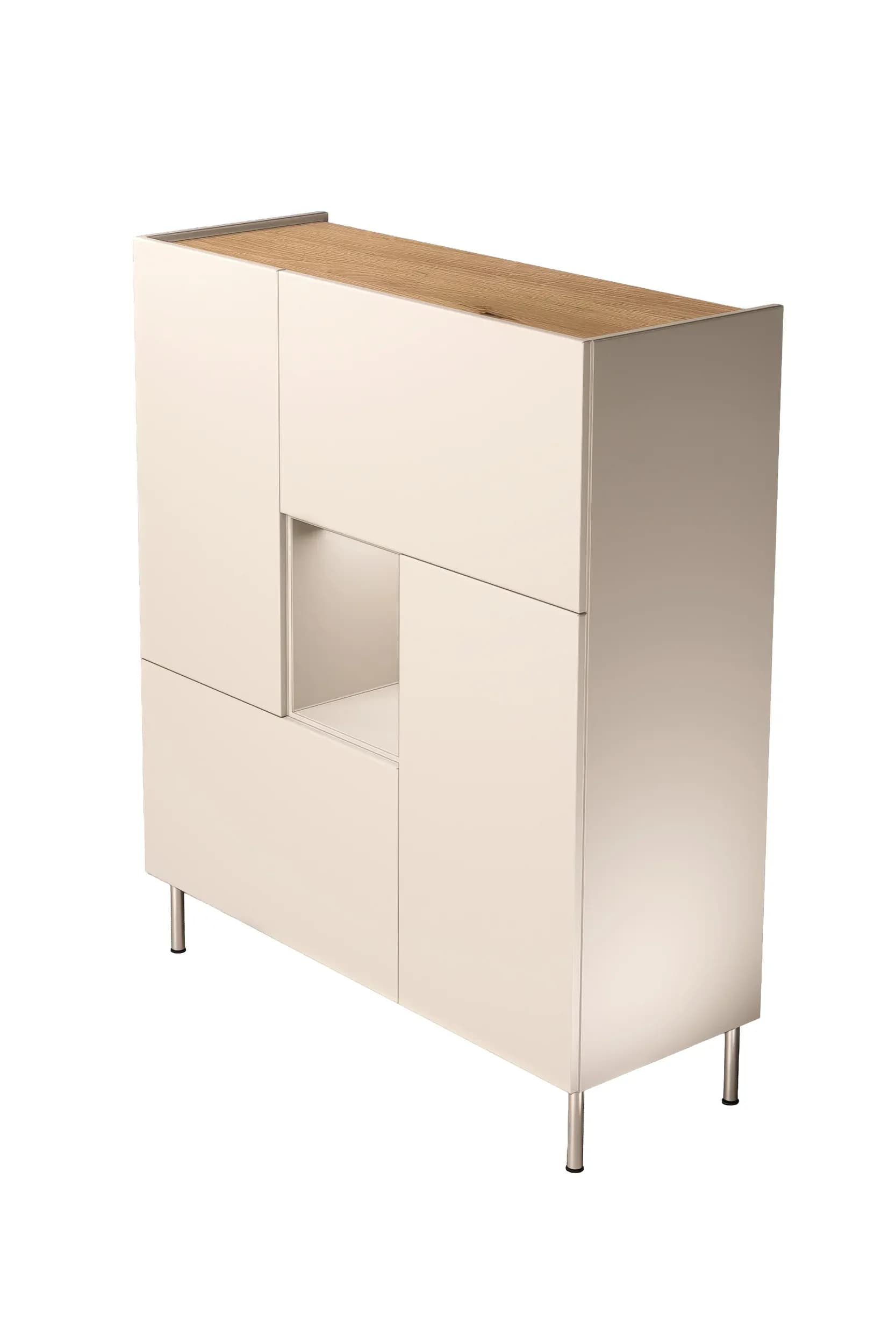 Highboard - Kaschmir, Absetzung Eiche Bianco