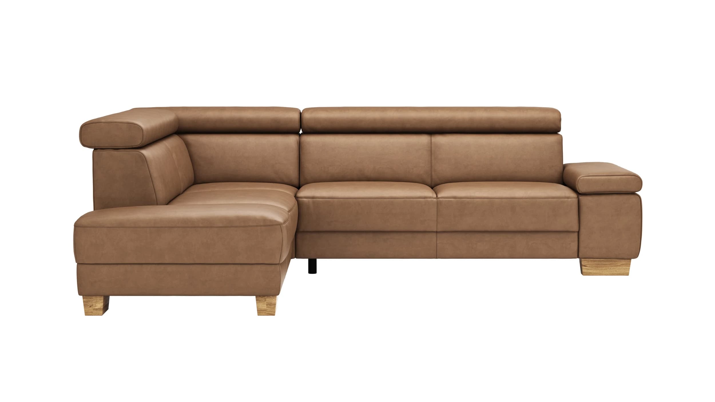 Ecksofa Philadelphia - Ecke links, 2,5-Sitzer, Kopfteil verstellbar (manuell), Sitzvorzug (motorisch), Microfaser, Braun