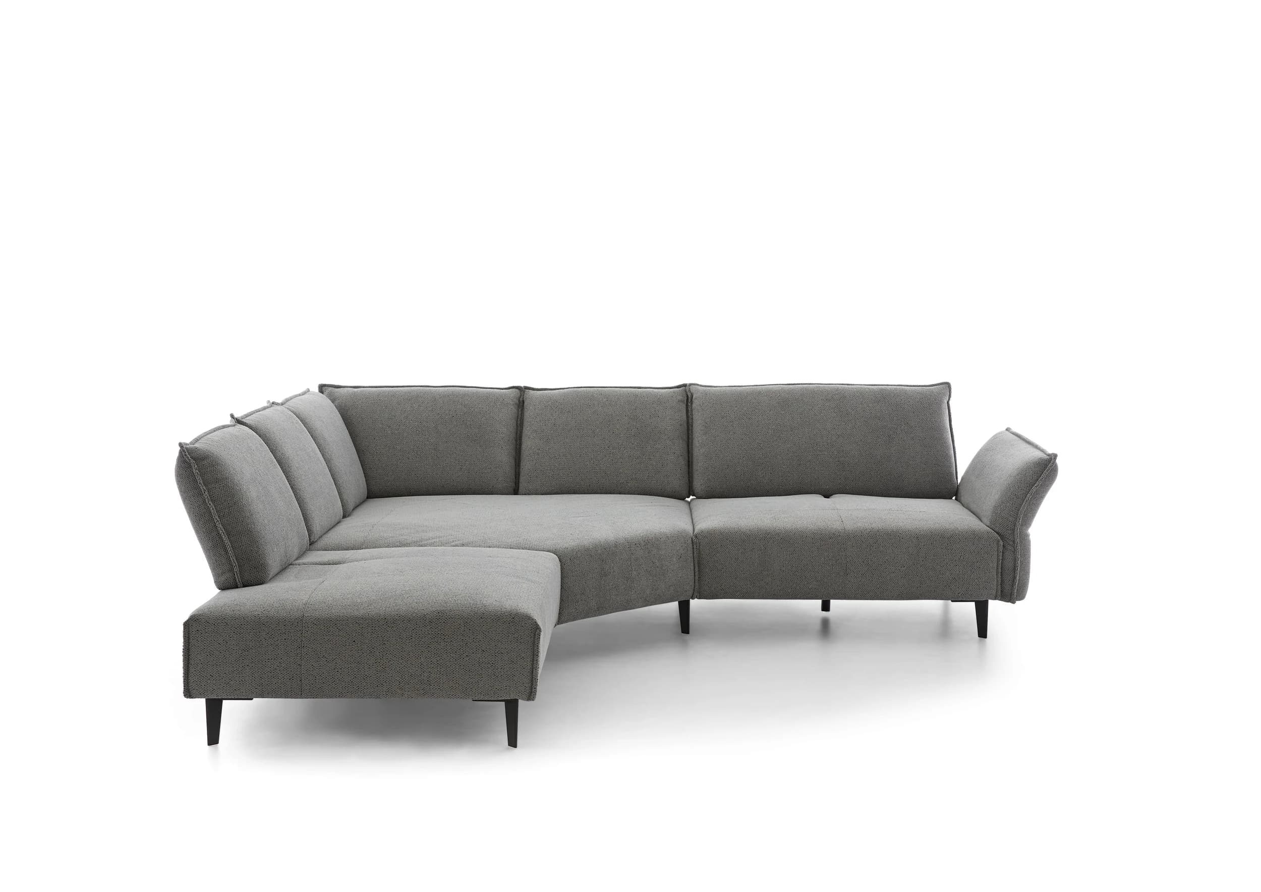 Ecksofa - Ecke links mit 1-Sitzer, Sitztiefe verstellbar, Stoff, Hellgrau