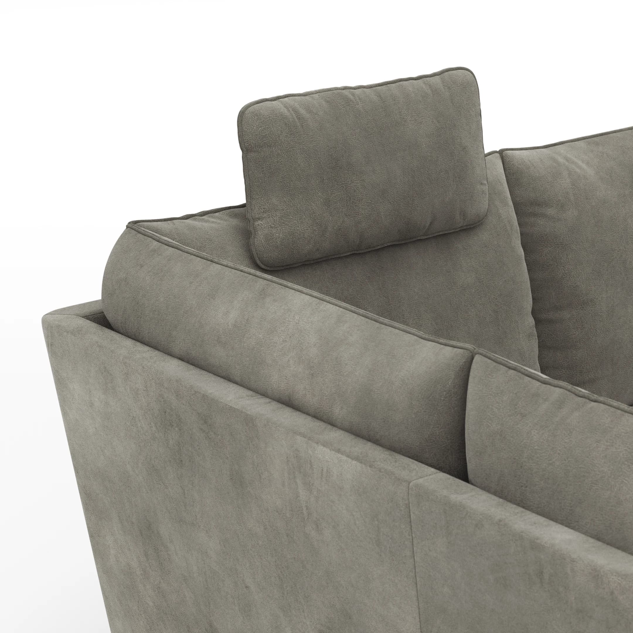 Sofa Stamford - inkl. Armlehne verstellbar und Kopfstütze, Ecksofa 2-sitzig und Abschlusshocker links mit 3,5-Sitzer, Bogen rechts, Stoff, Anthrazit
