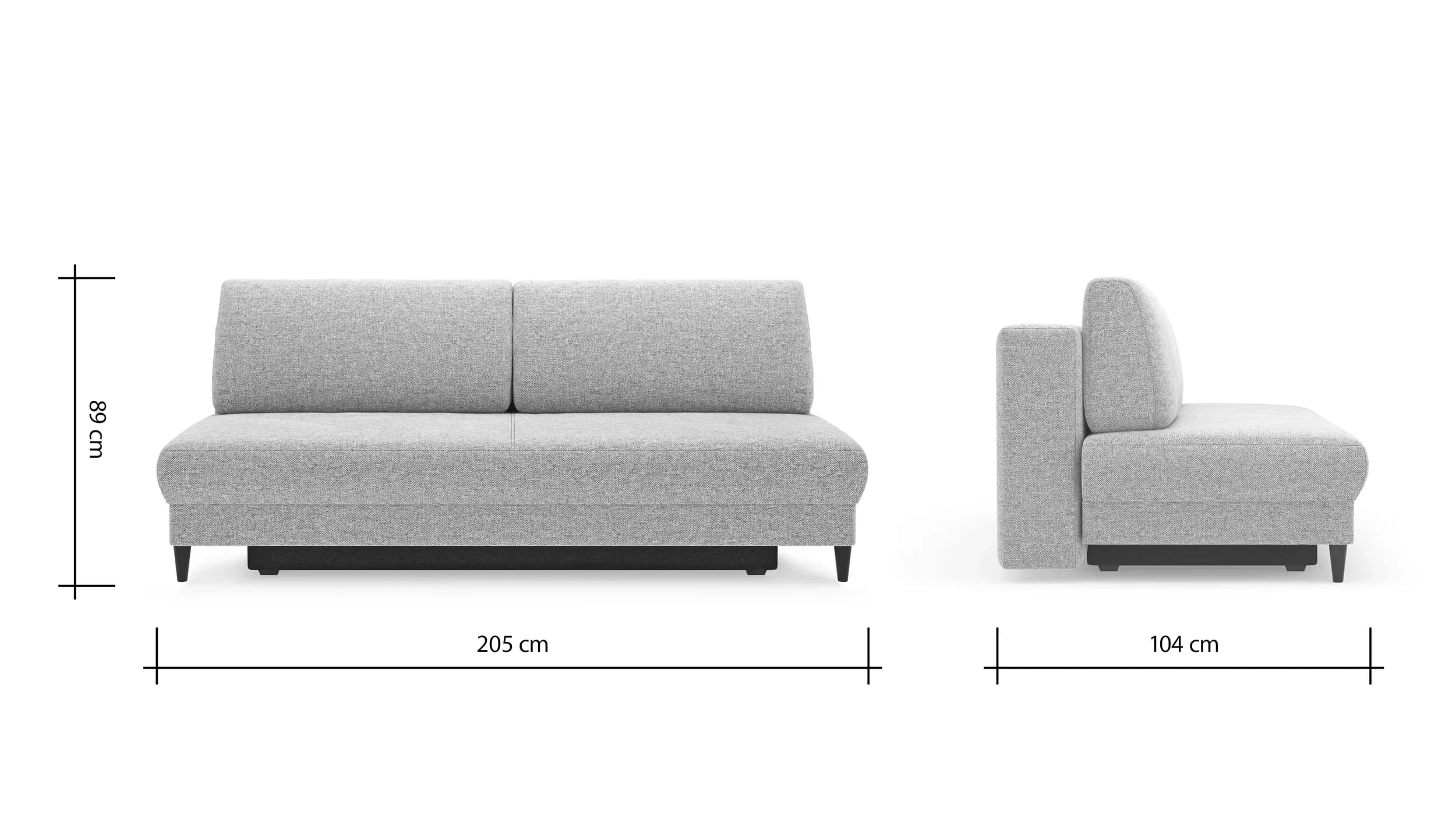 Schlafsofa Salema - 3-Sitzer mit Schlaffunktion (Liegefläche ca. 150x200cm), Stoff, Kiesel