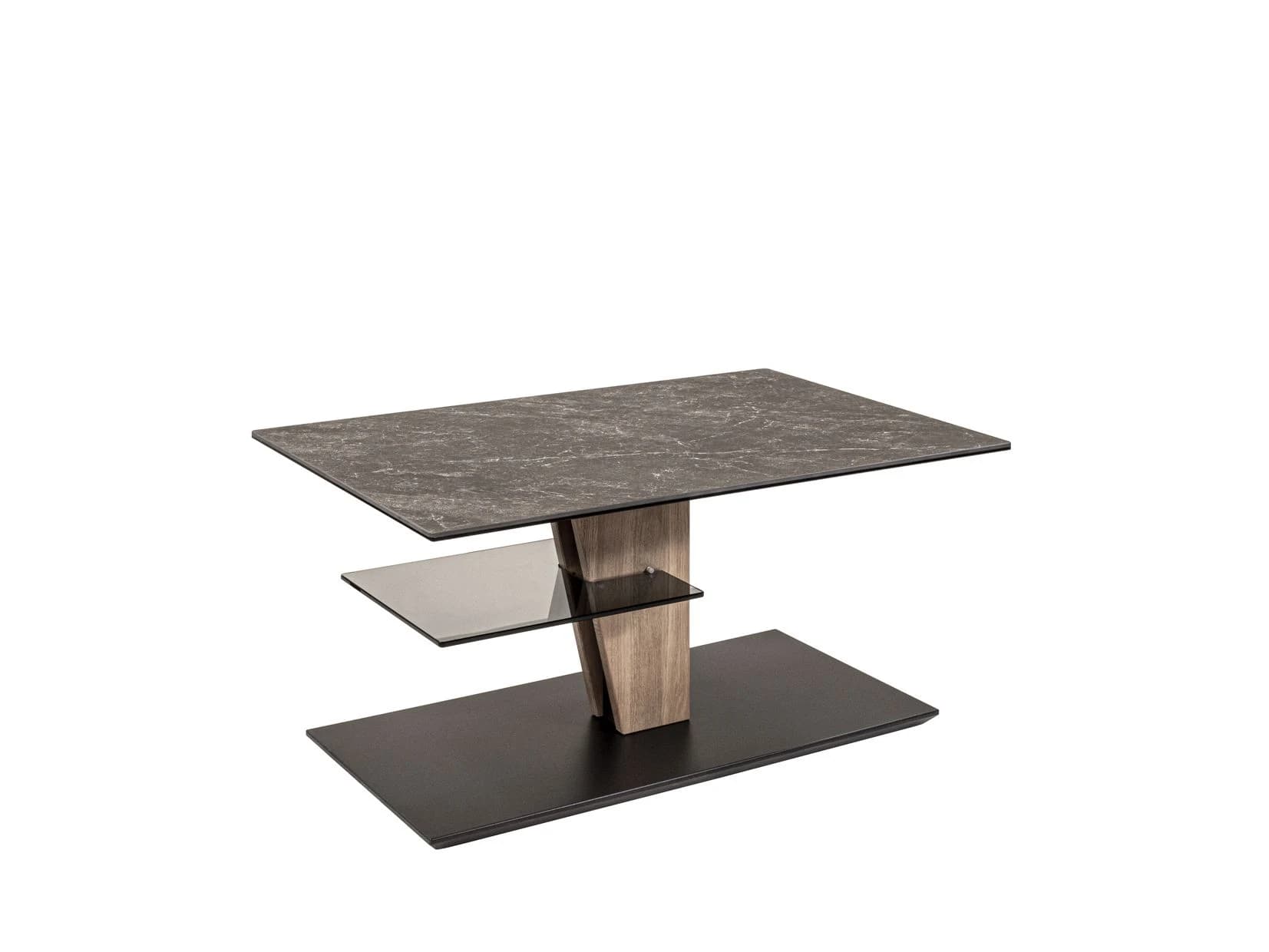 Couchtisch - höhenverstellbar, LBH. ca. 90x60x47-65 cm, Keramik, Schwarz