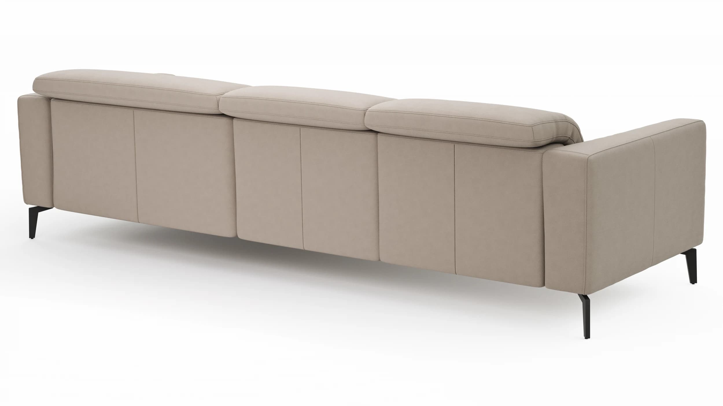 Ecksofa Rafaela 2.0 - 2,5-Sitzer mit Longchair rechts inkl. Kopfteilverstellung, Leder, Champagner
