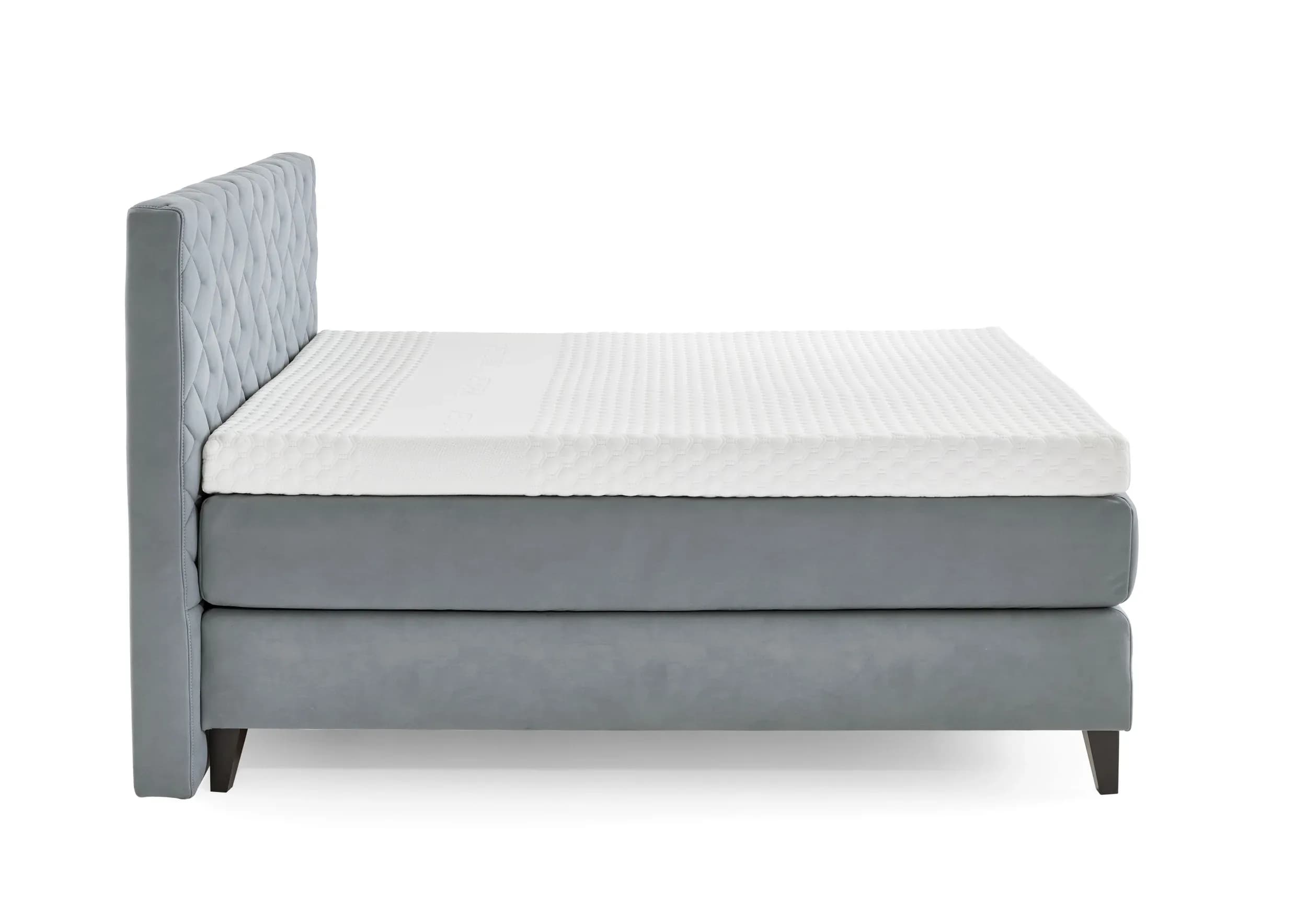 Boxspringbett - Liegefläche ca. 180x200 cm, Stoff, Graublau