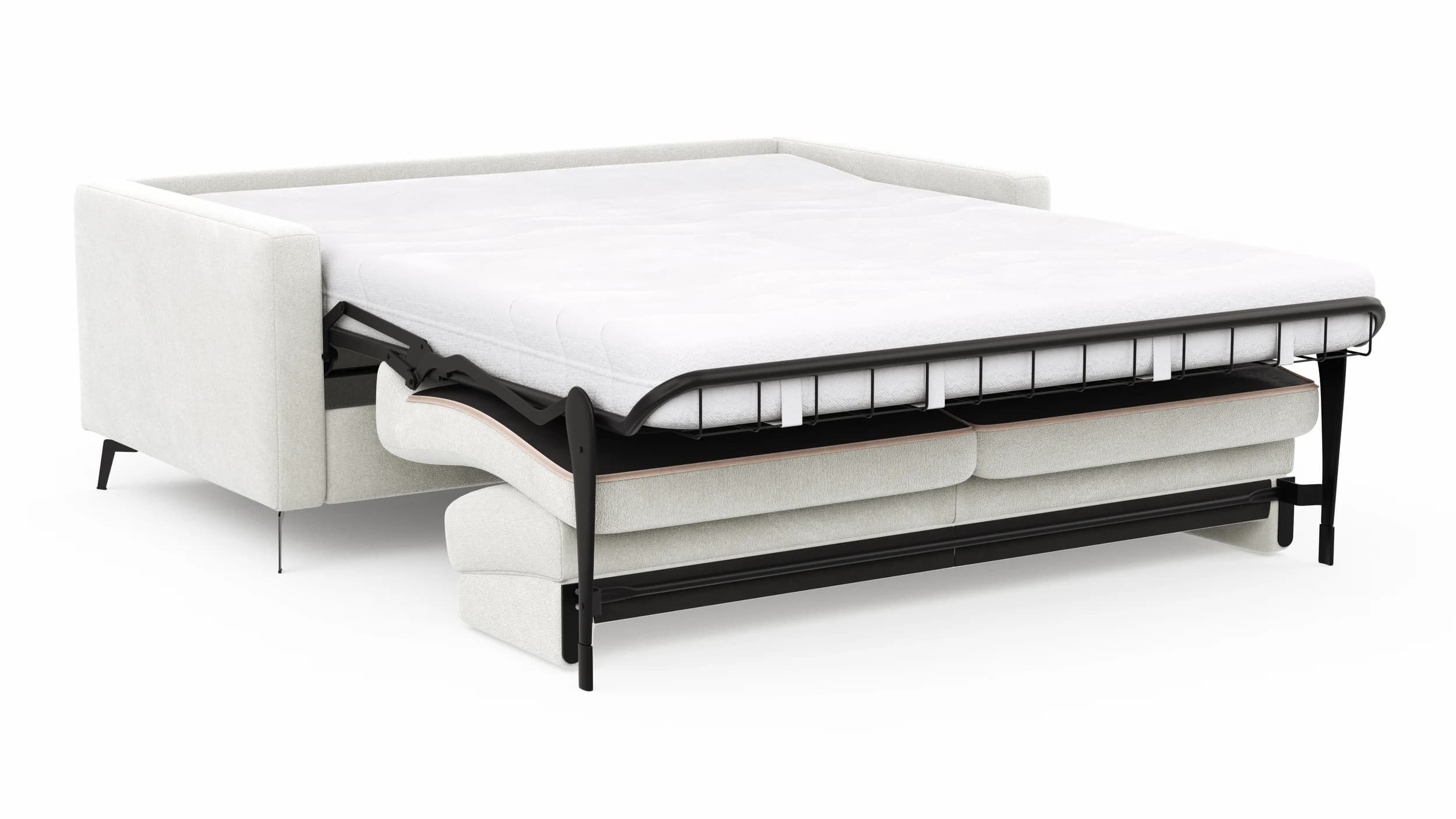 Schlafsofa Laredo - 2,5-Sitzer inkl. Schlaffunktion, Stoff, Offwhite