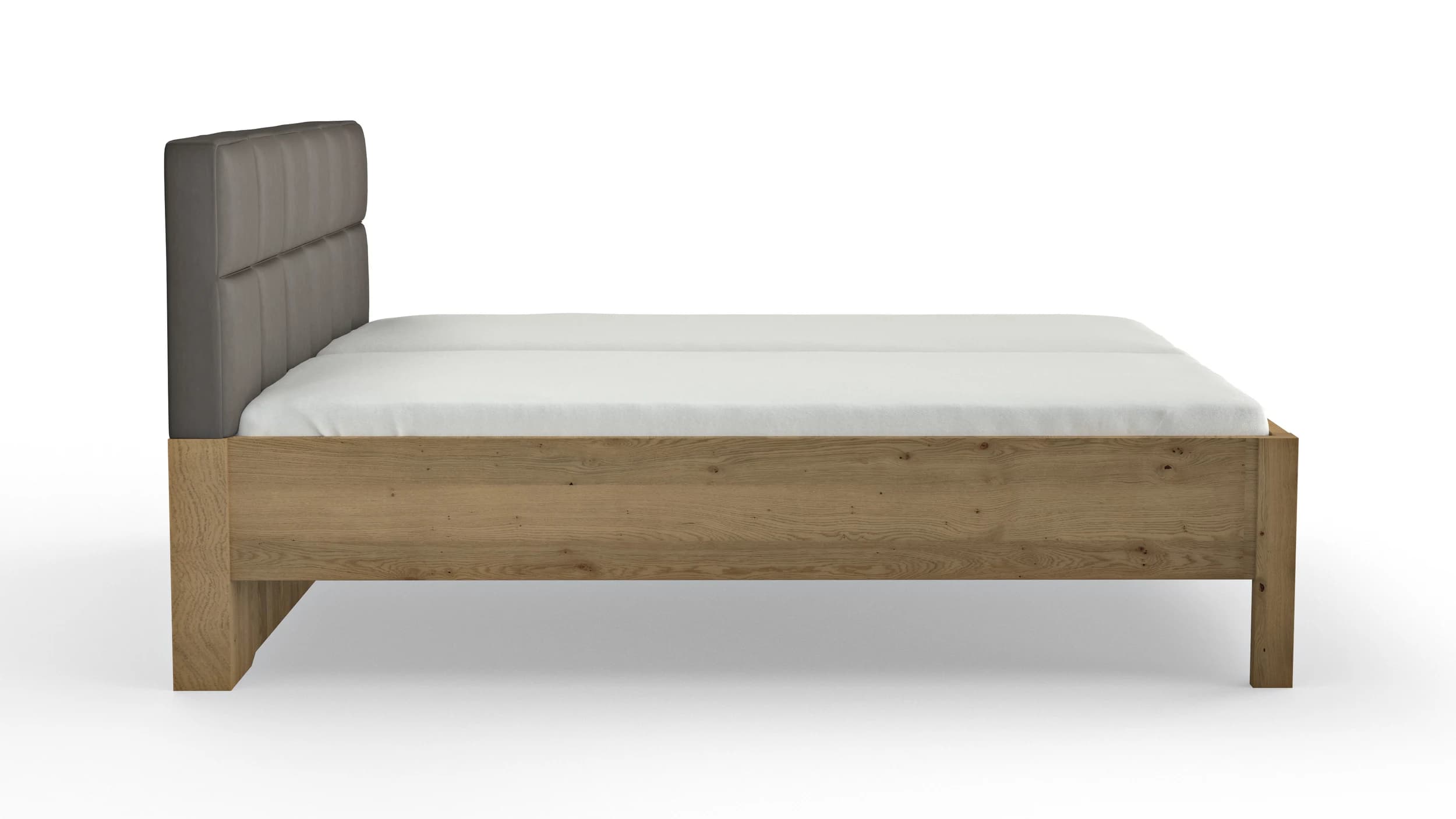 Bett Viana - Liegefläche ca. 200x200 cm, Balkeneiche furniert, Kunstleder Anthrazit
