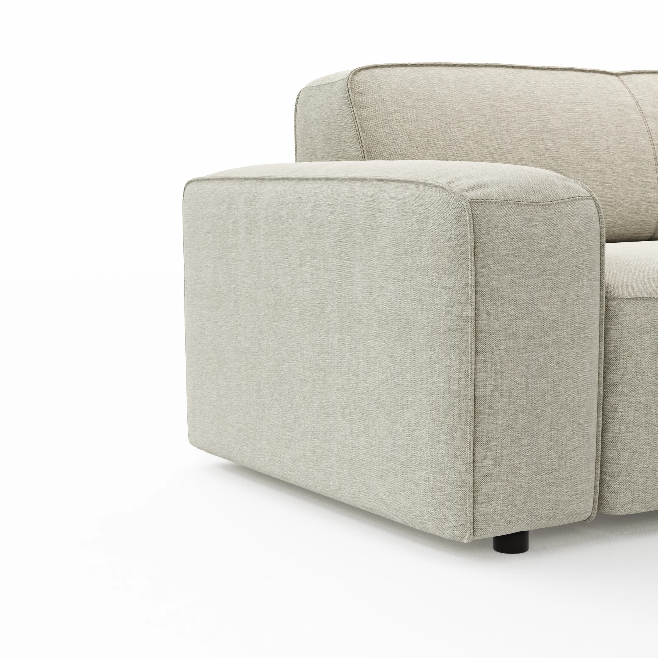 Ecksofa Denver - 2-Sitzer mit Longchair rechts, Stoff, Natur