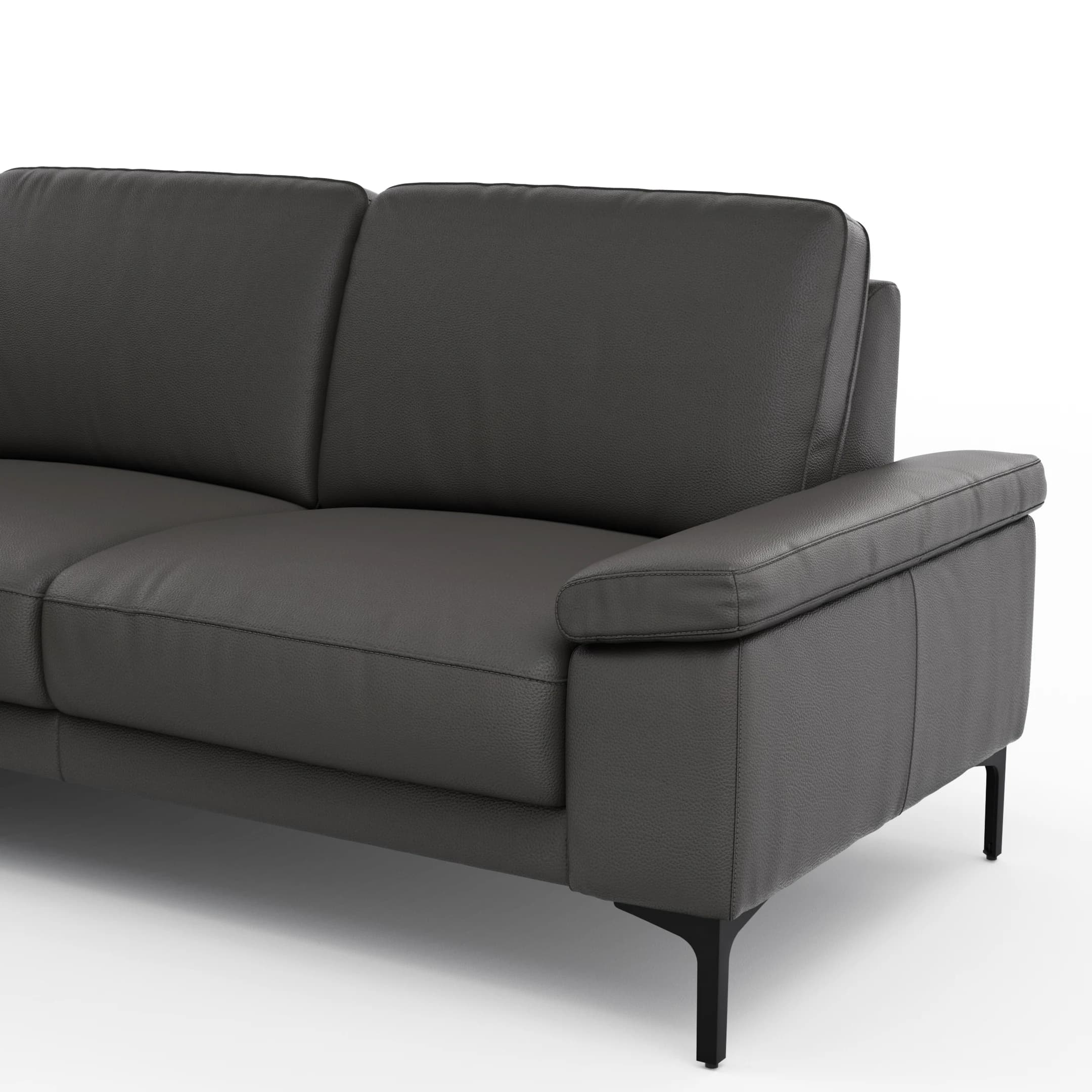 Ecksofa Matero - Ecke mit 2-Sitzer rechts, Leder, Anthrazit