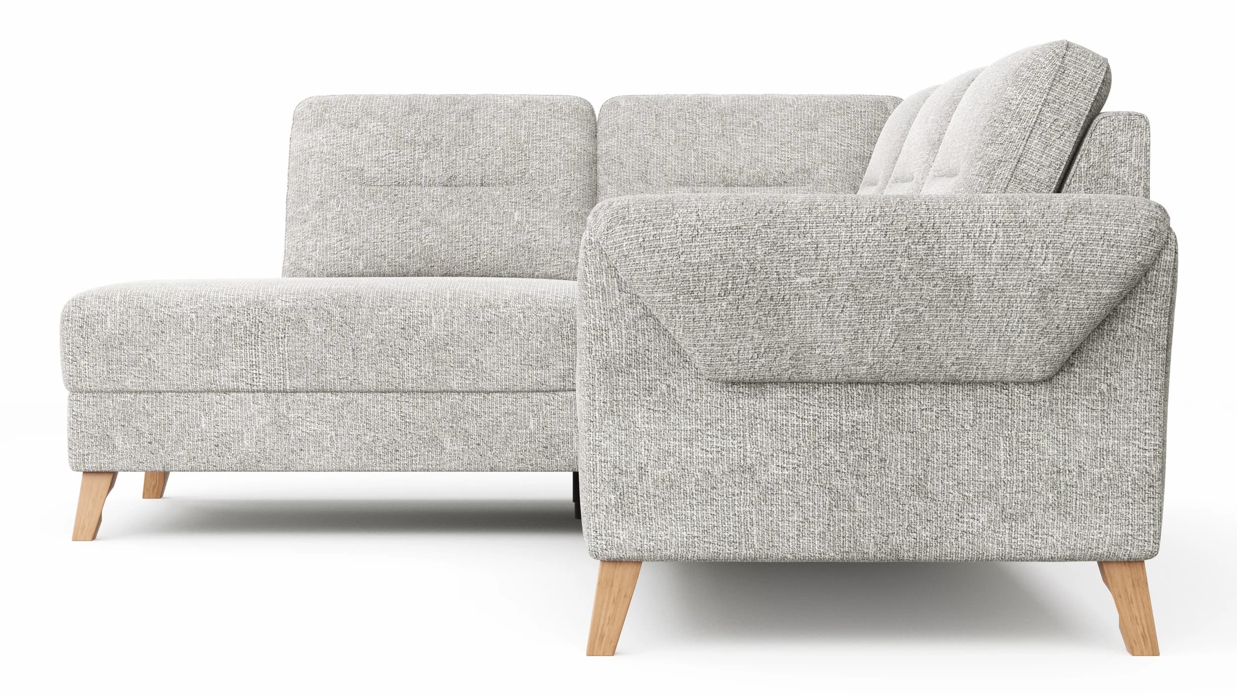 Ecksofa Almyra - Ottomane links mit 2,5-Sitzer, Stoff, Silbergrau