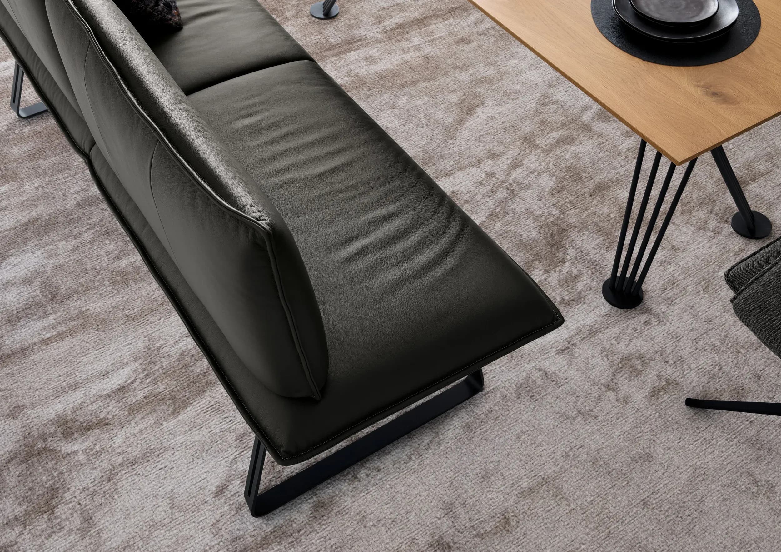 Polsterbank - B ca. 198 cm, 3-Sitzer, Leder, Lava