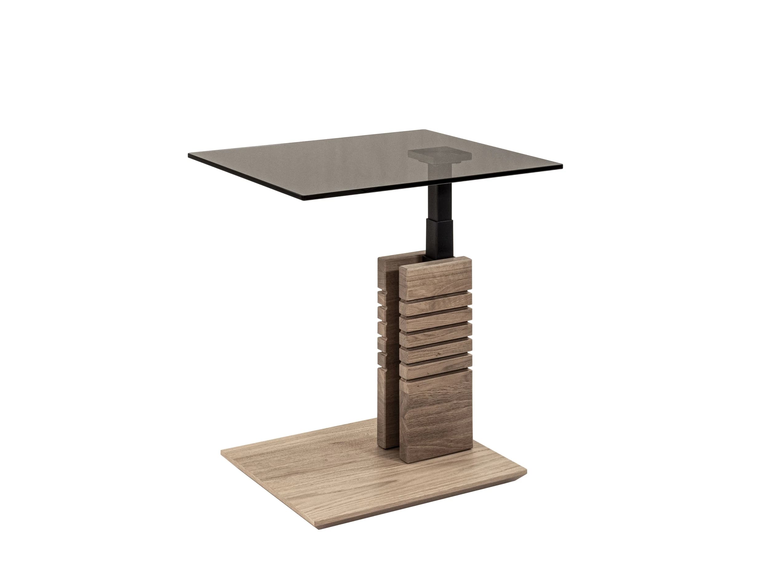 Couchtisch - höhenverstellbar, LBH. ca. 55x47x47-65 cm, Glas, Grau