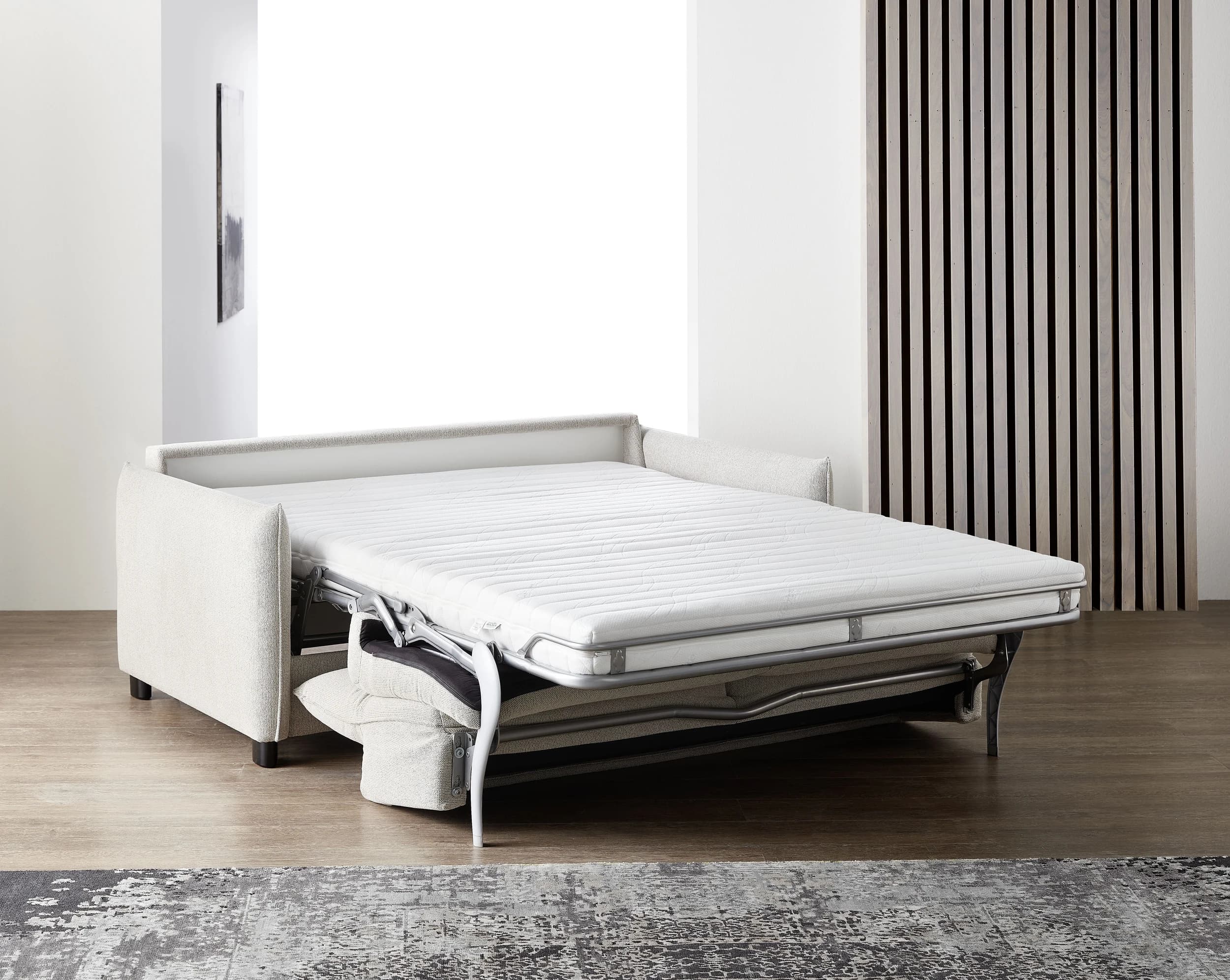 Schlafsofa - LF.ca. 140x208 cm, Flachgewebe, Hellgrau
