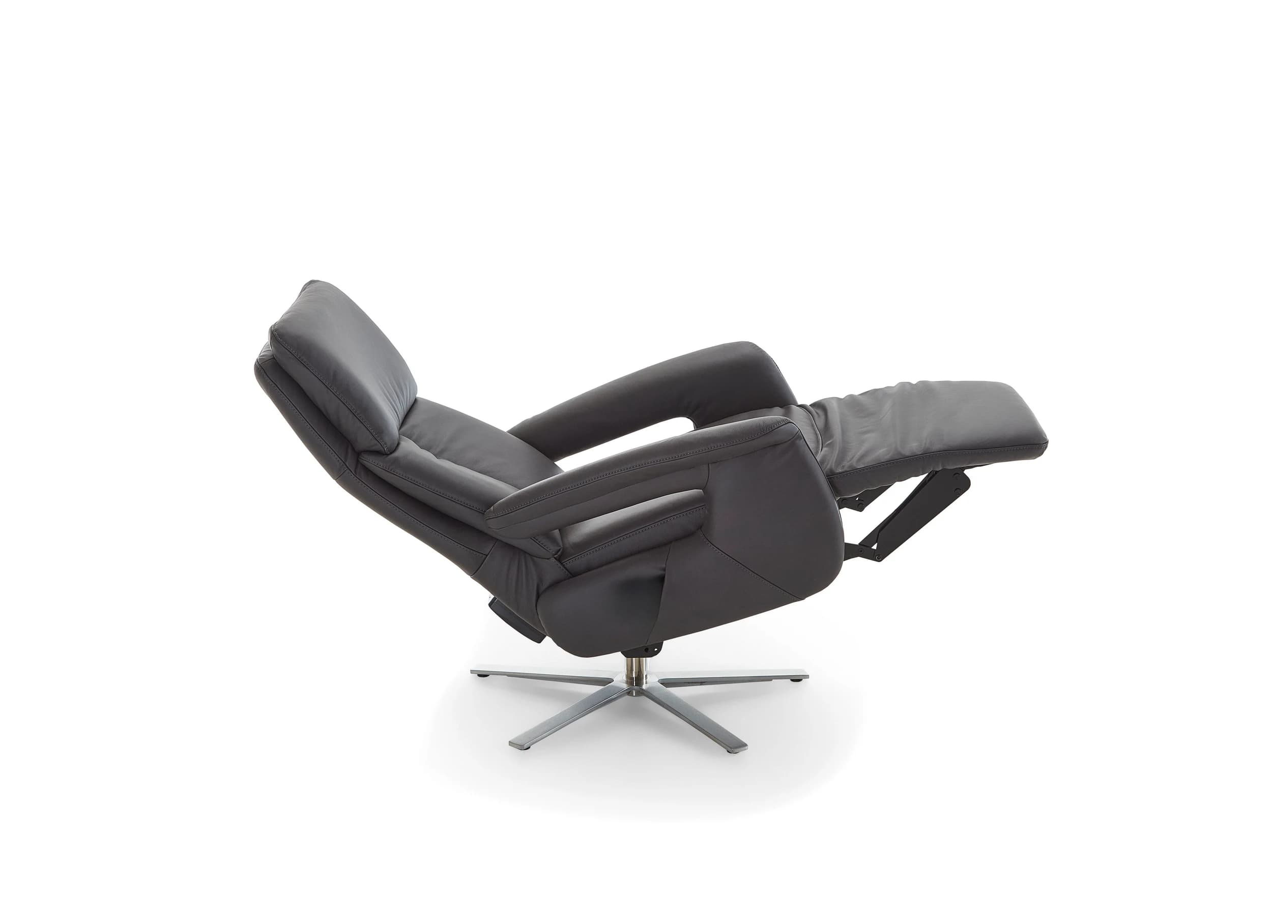 Sessel - Größe M, Relaxfunktion, Leder, Anthrazit