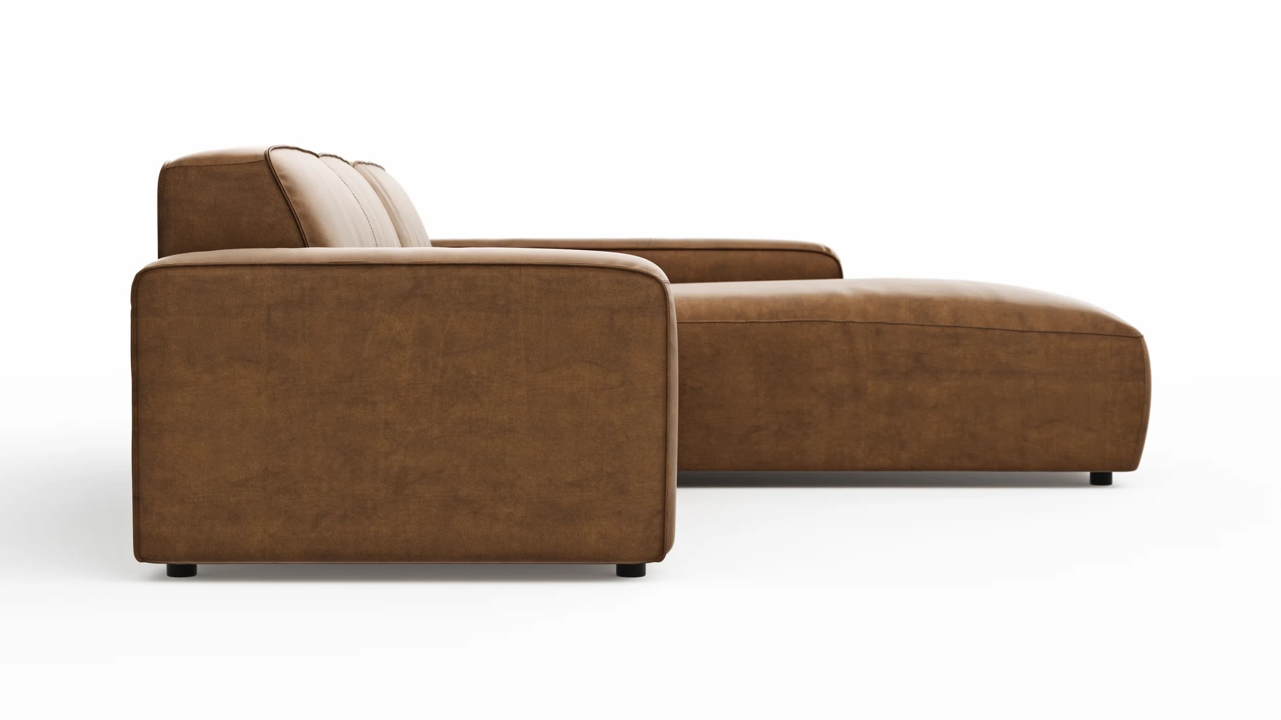 Ecksofa Denver - 2,5-Sitzer mit Longchair rechts, Stoff, Braun