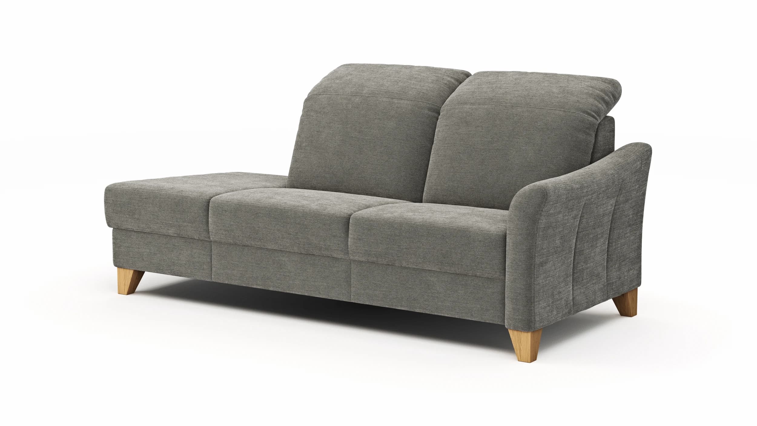 Sofa Canterbury - Recamiere rechts, Stoff, Silbergrau