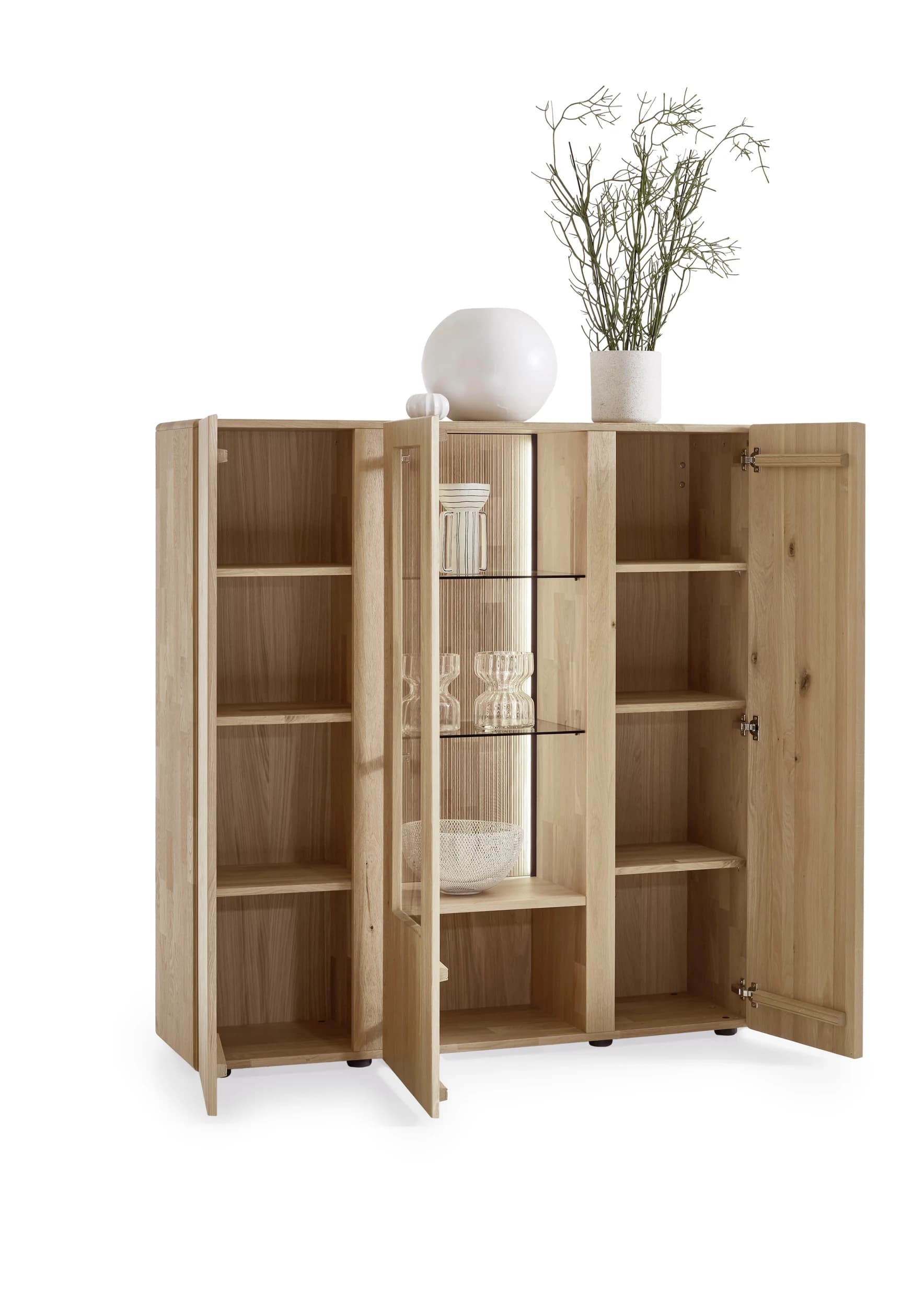 Highboard - Kerneiche massiv, Natur