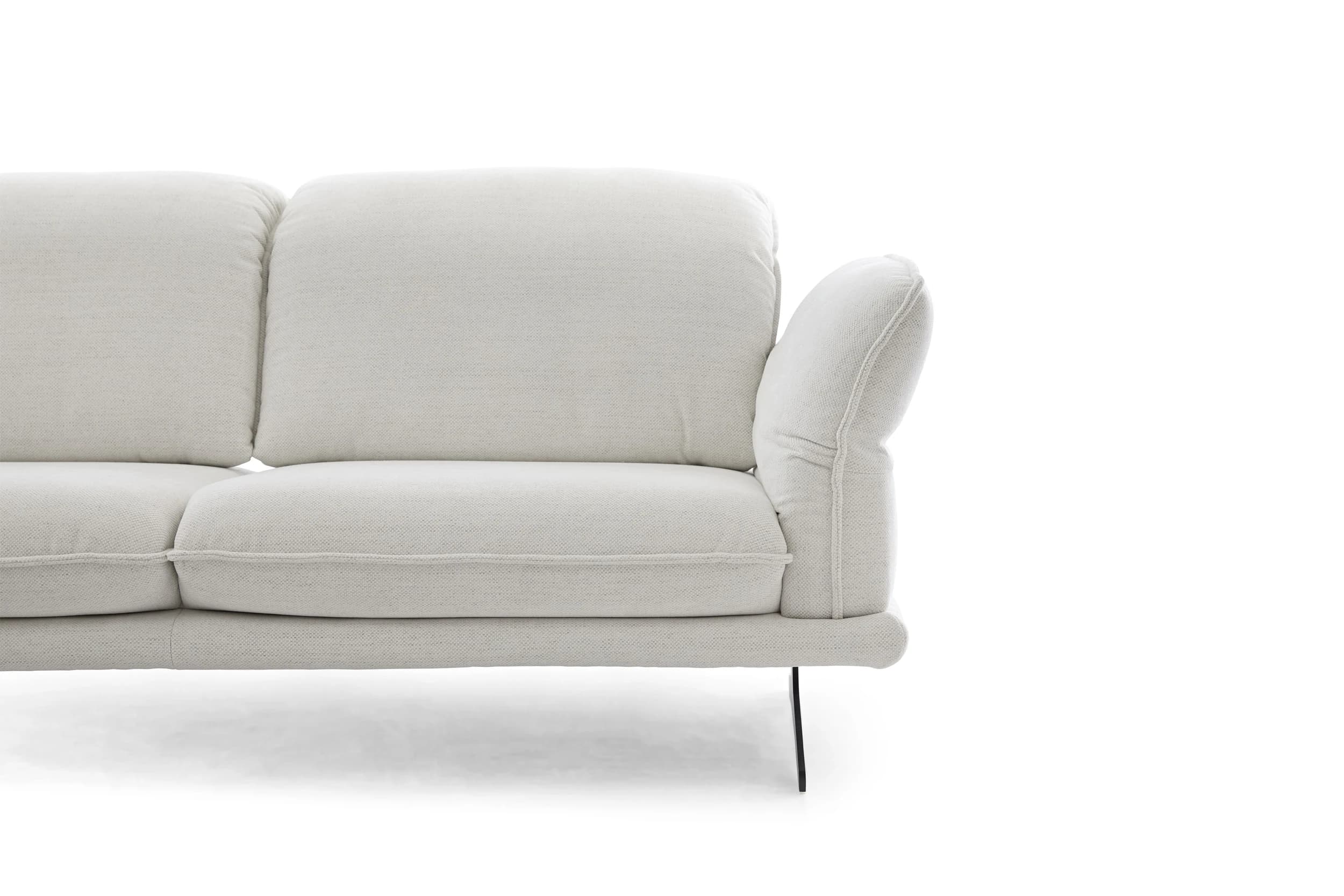 Ecksofa - Longchair links mit Sofa 2-Sitzer, Sitztiefe verstellbar, Stoff, Snow