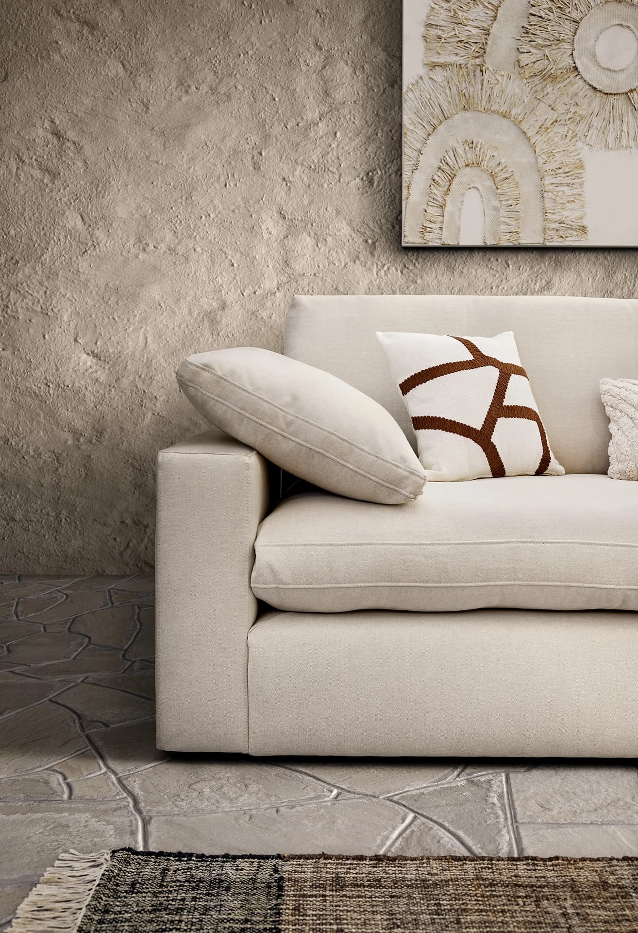 Sofa Palmdale - 4,5-Sitzer, inkl. Kissen, Stoff, Natur