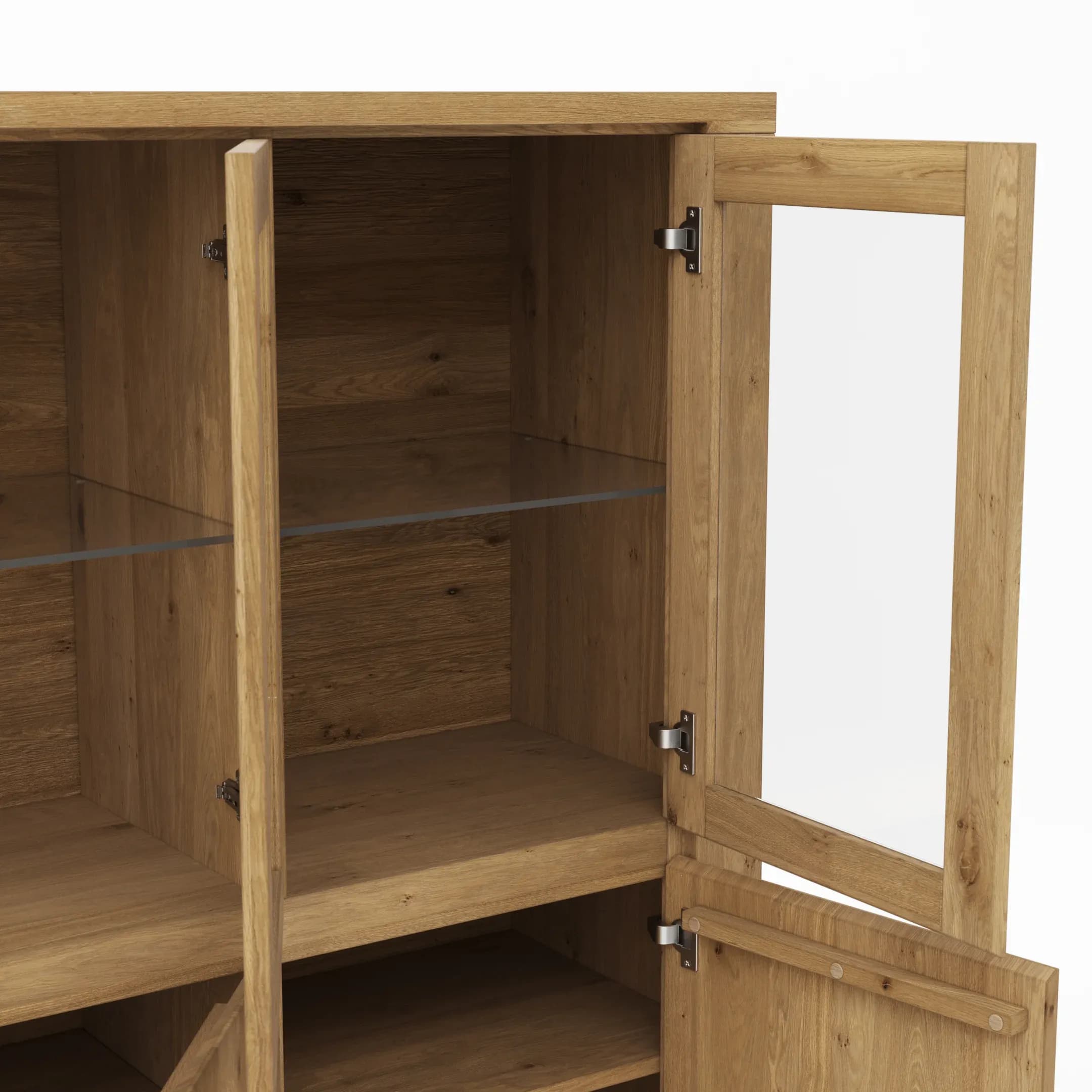 Highboard Bakersfield - sichtbare Rückwand geschroppt, Asteiche massiv, geölt
