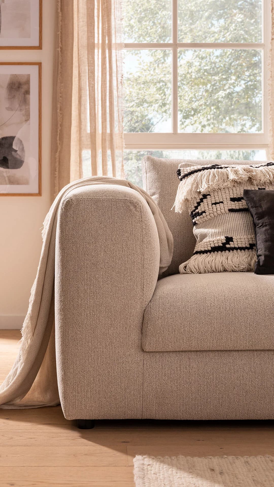 Sofa Stormy - 3-Sitzer, Stoff, Creme