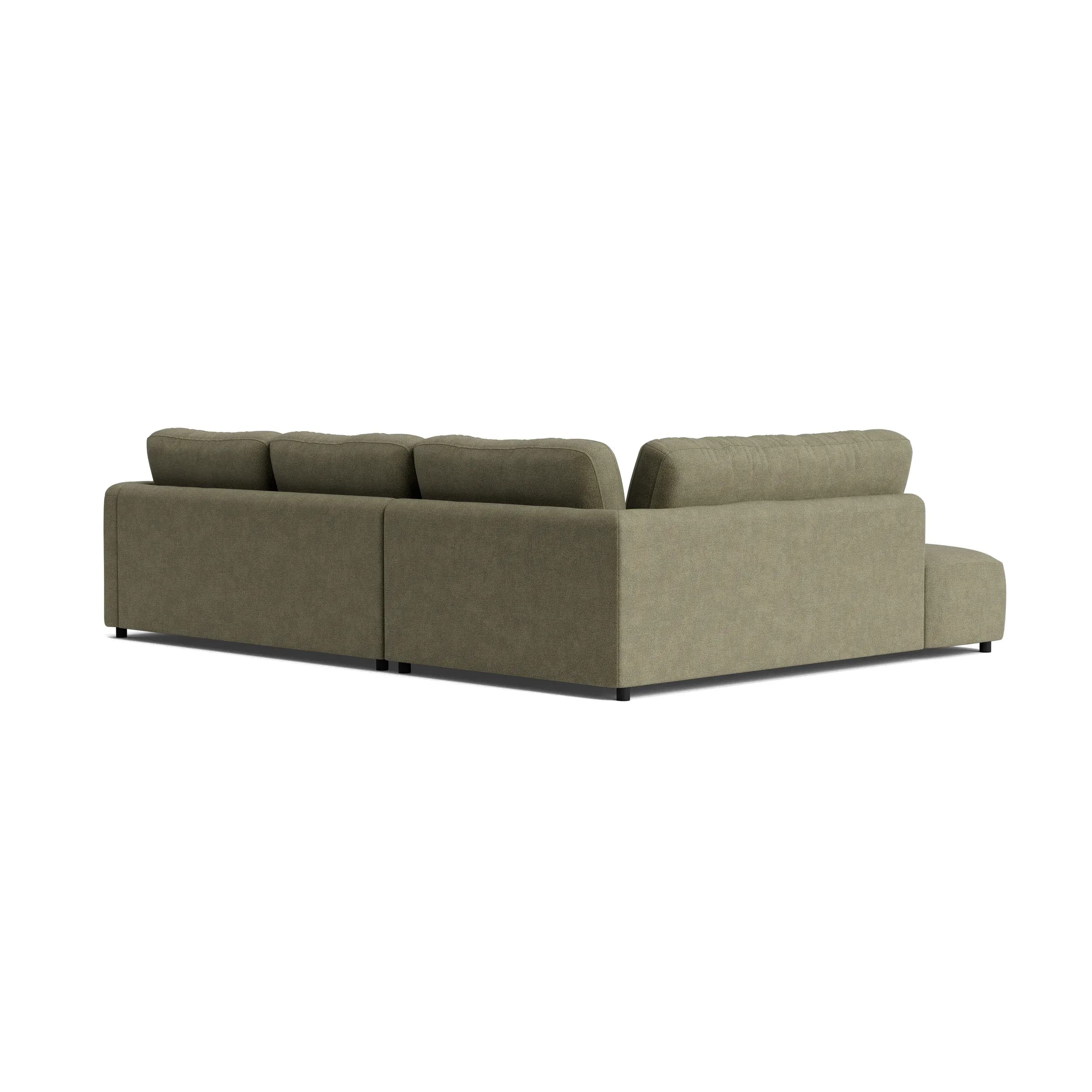 Ecksofa Liendo - Ecke und Abschlussteil mit 2-Sitzer rechts, Stoff, Olivgrün