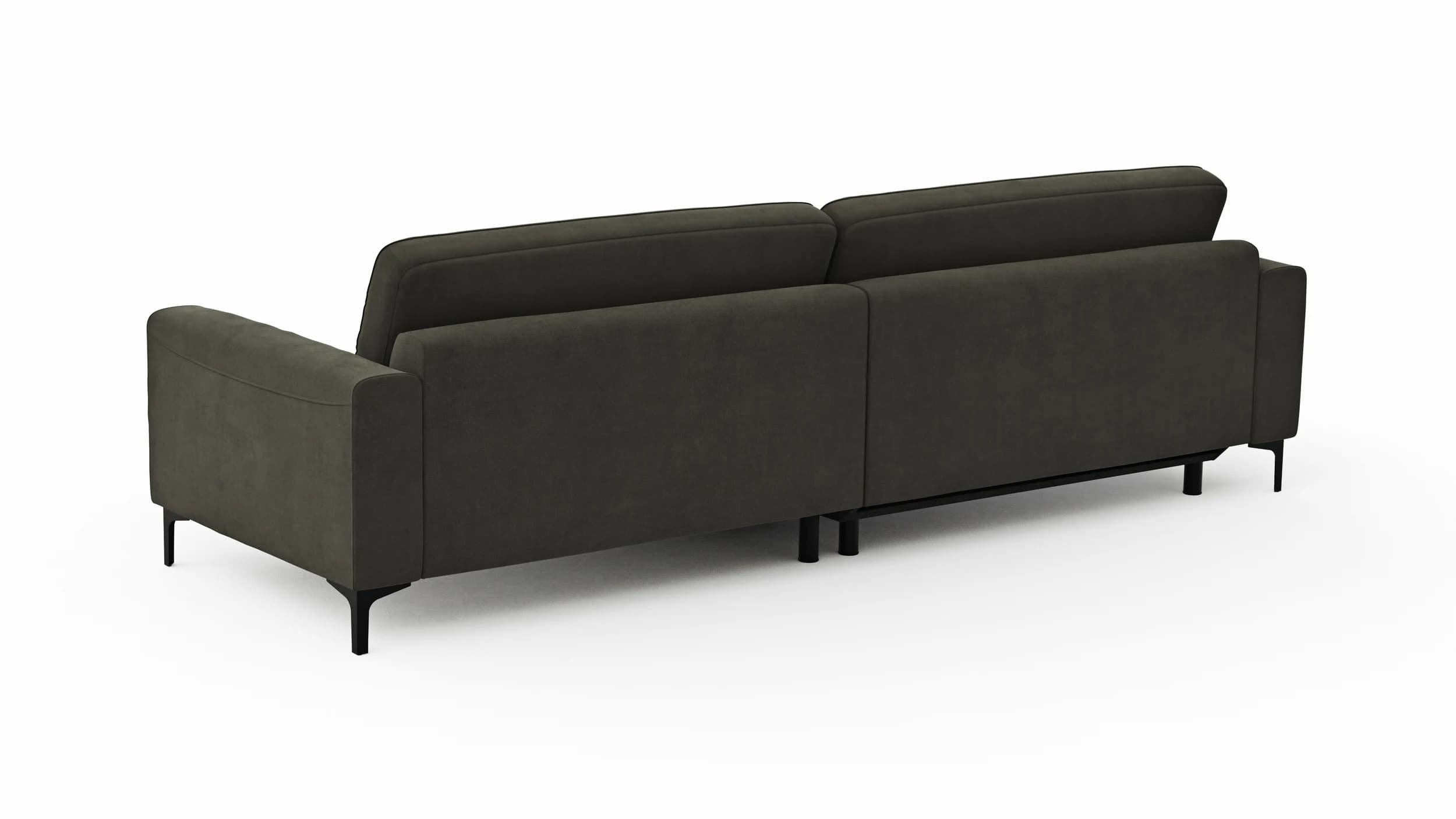 Ecksofa Oviedo - Longchair links mit 1,5-Sitzer inkl. Relaxfunktion (motorisch), Stoff, Braungrün