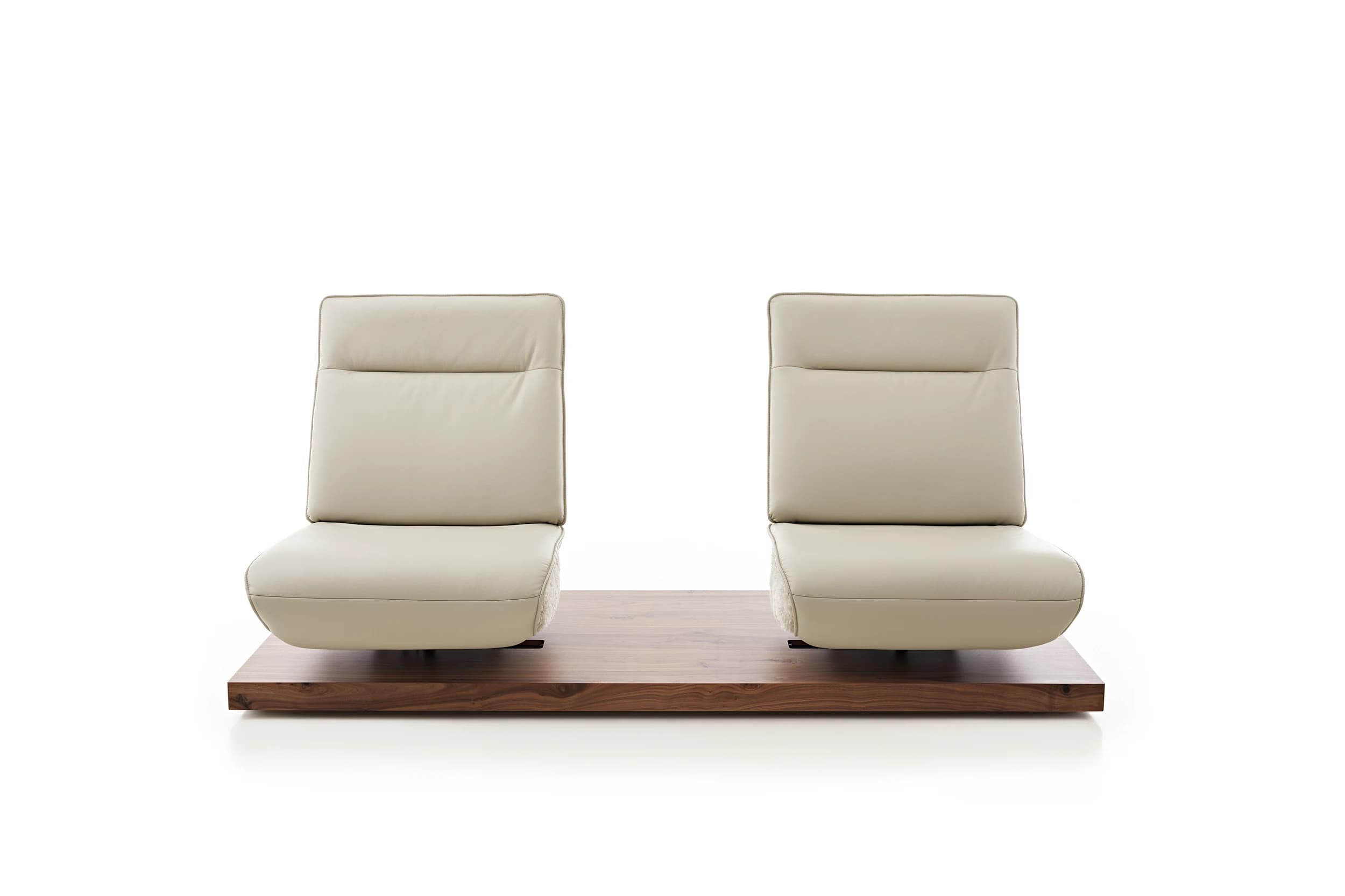 Sofa - 2-Sitzer, Relaxfunktion motorisch, Leder/Stoff Perlmutt