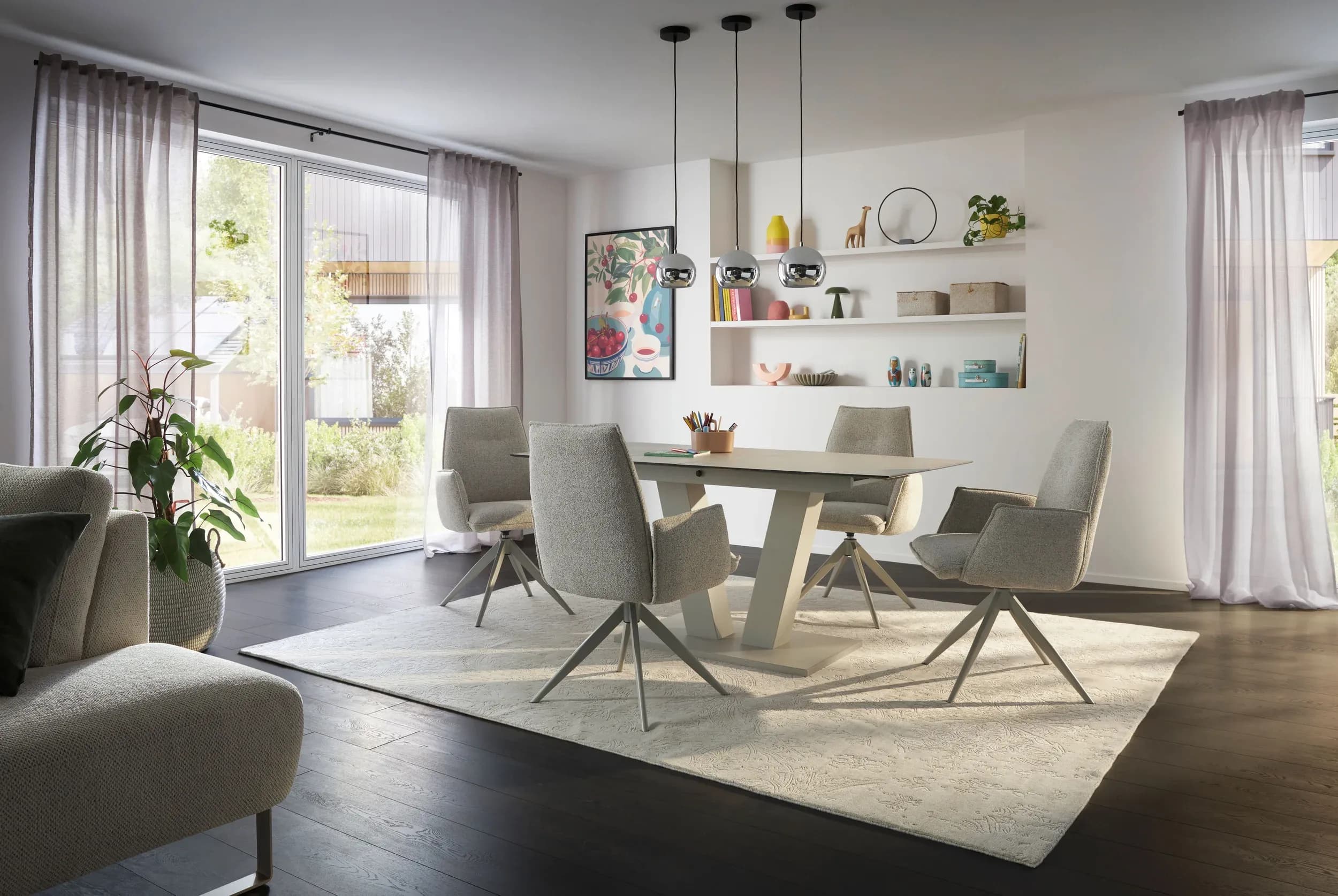 Esstisch Dinner - ausziehbar, LB ca. 160x 90 cm, HPL, Sand
