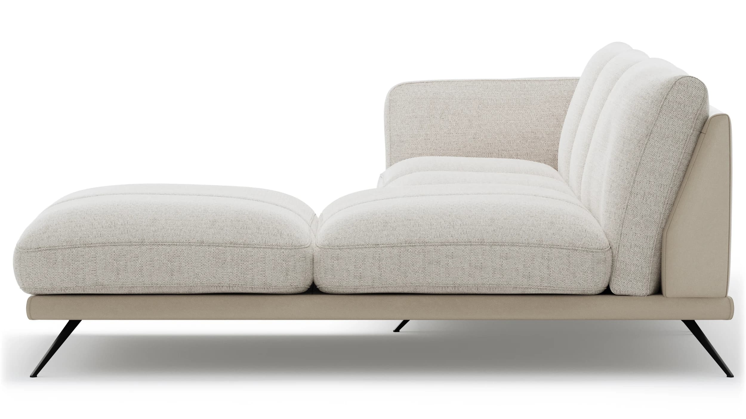 Ecksofa Valdemoro - 2,5-Sitzer mit  Longchair rechts inkl. Rückenlehne verstellbar, Stoff, Creme