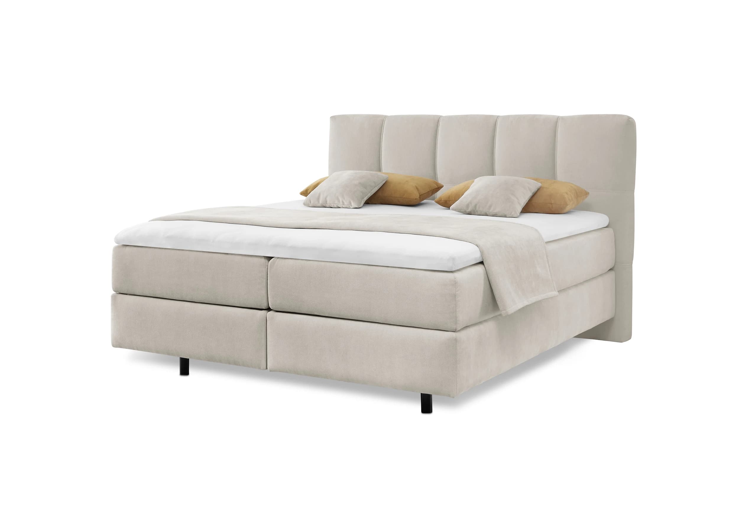 Boxspringbett - Liegefläche ca. 180x200 cm, Stoff, Grau