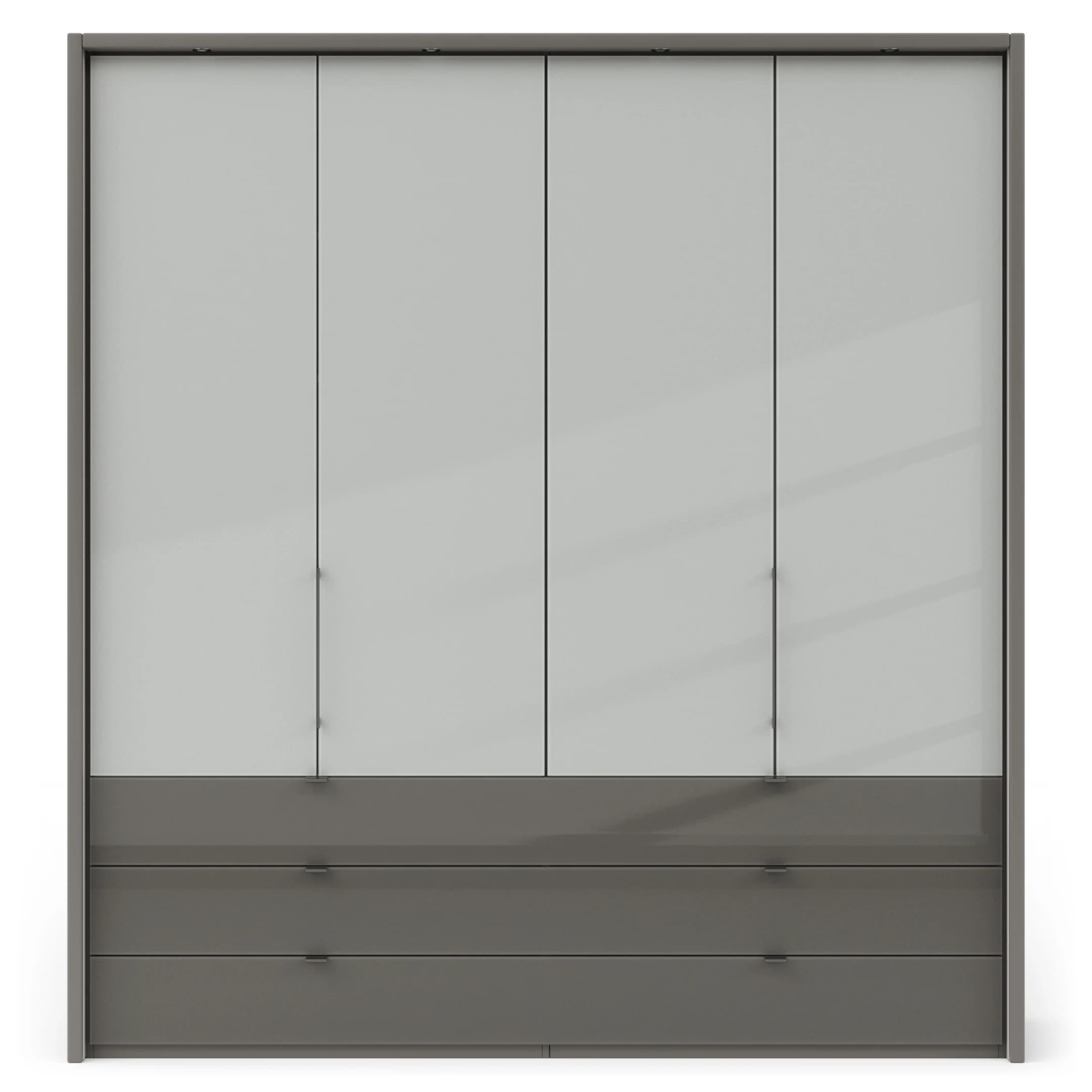 Drehtürenschrank Marbella - B. ca. 157cm, Korpus Melamin, Grau, Front Glas, Weiß
