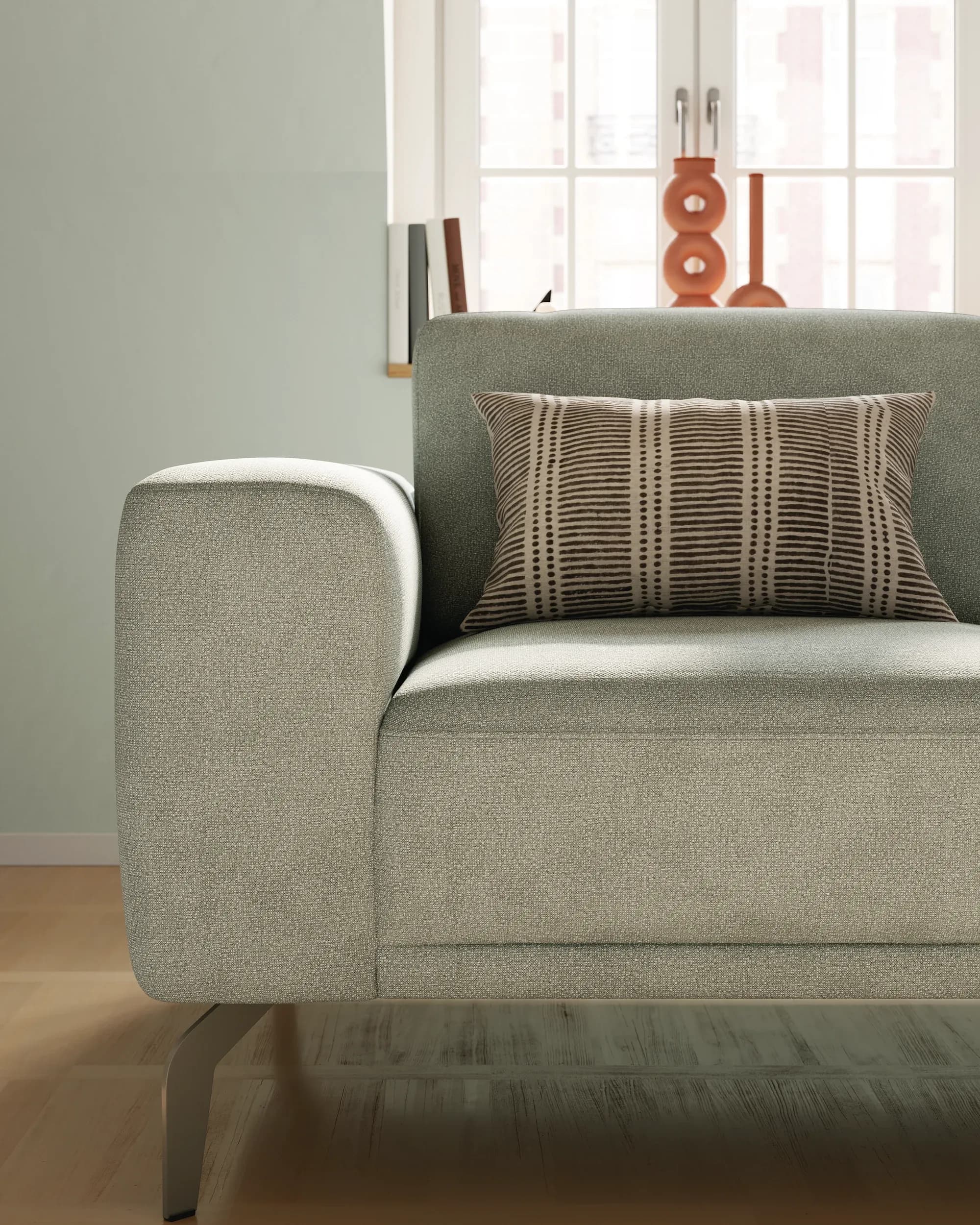 Ecksofa Benissa - 2,5-Sitzer mit Longchair rechts inkl. Sitztiefe und Rückenlehne verstellbar, Stoff, Mint