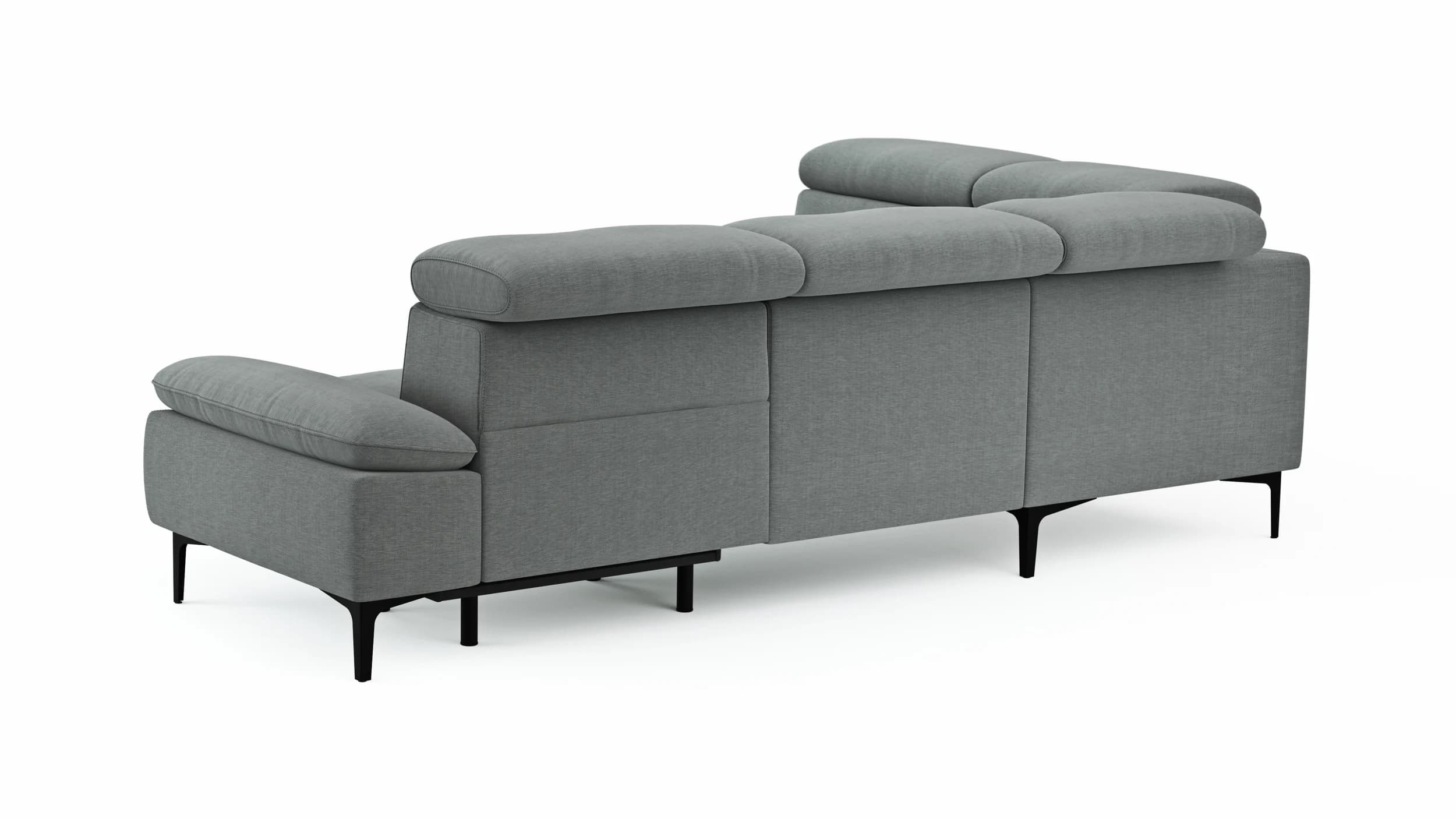 Ecksofa Felipa - Ecke links mit 2,5-Sitzer inkl. Armlehne verstellbar und Rückenlehne/Sitztiefe verstellbar (motorisch), Stoff, Grau